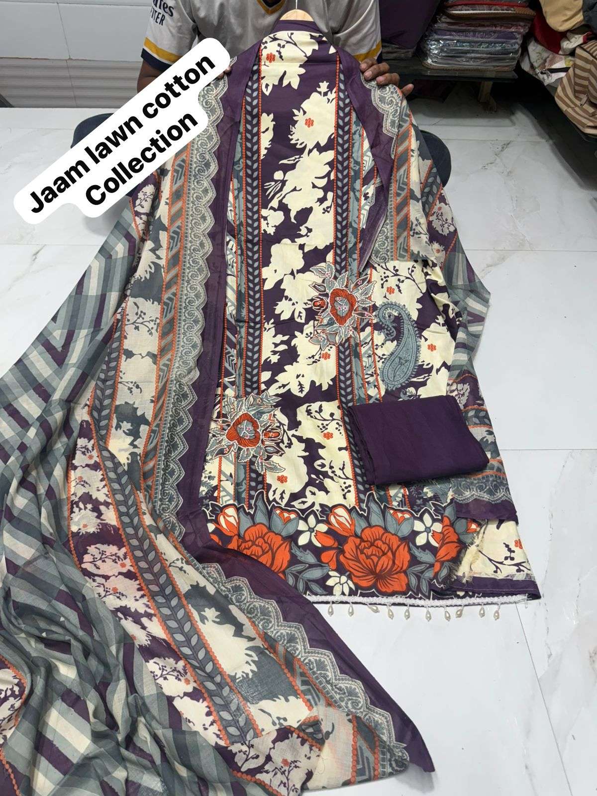 MF PREMIUM PAKISTANI SUIT COLLECTION COTTON KARACHI PRINTS WITH FANCY WORK SUIT