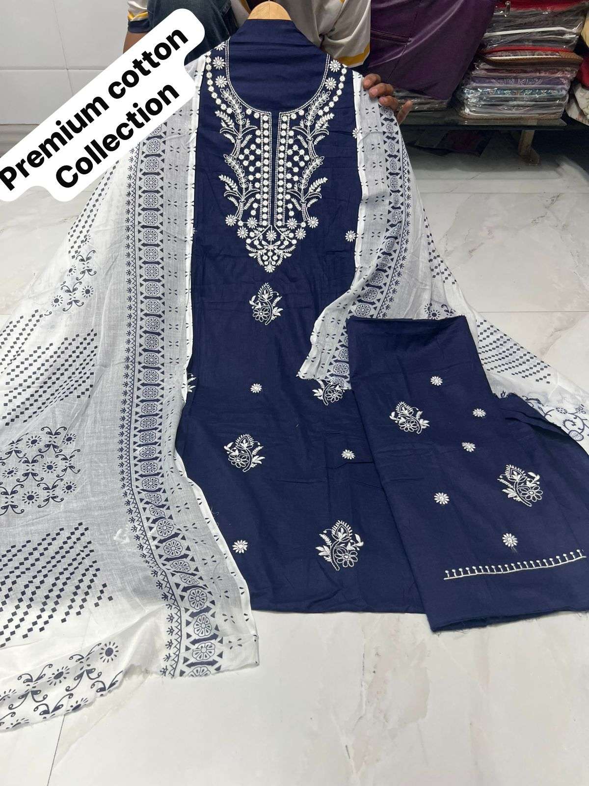 MF PREMIUM PAKISTANI SUIT COLLECTION COTTON KARACHI PRINTS WITH FANCY WORK SUIT