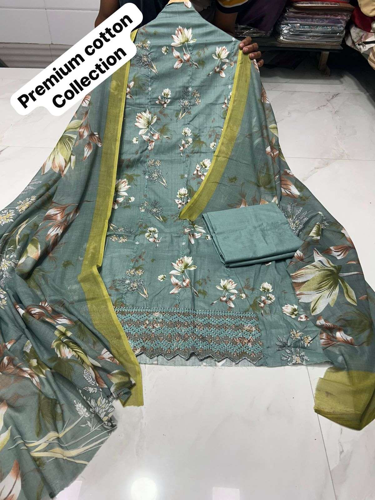 MF PREMIUM PAKISTANI SUIT COLLECTION COTTON KARACHI PRINTS WITH FANCY WORK SUIT