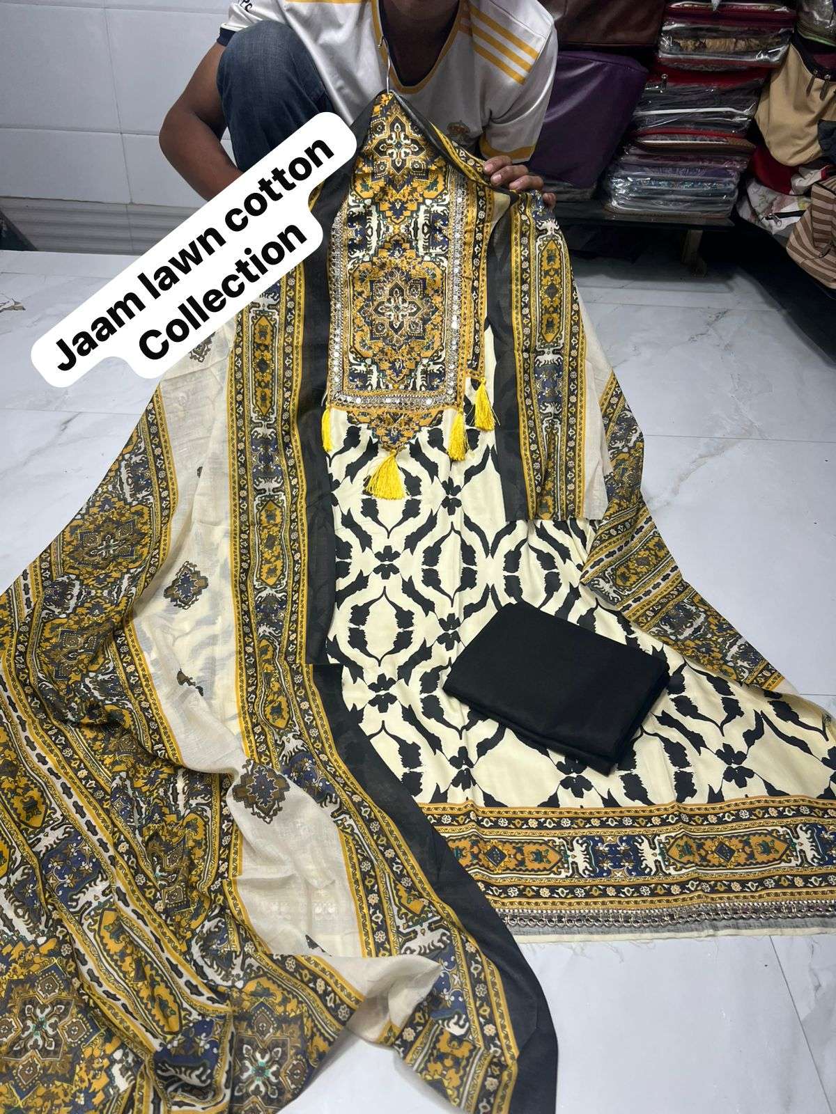 MF PREMIUM PAKISTANI SUIT COLLECTION COTTON KARACHI PRINTS WITH FANCY WORK SUIT