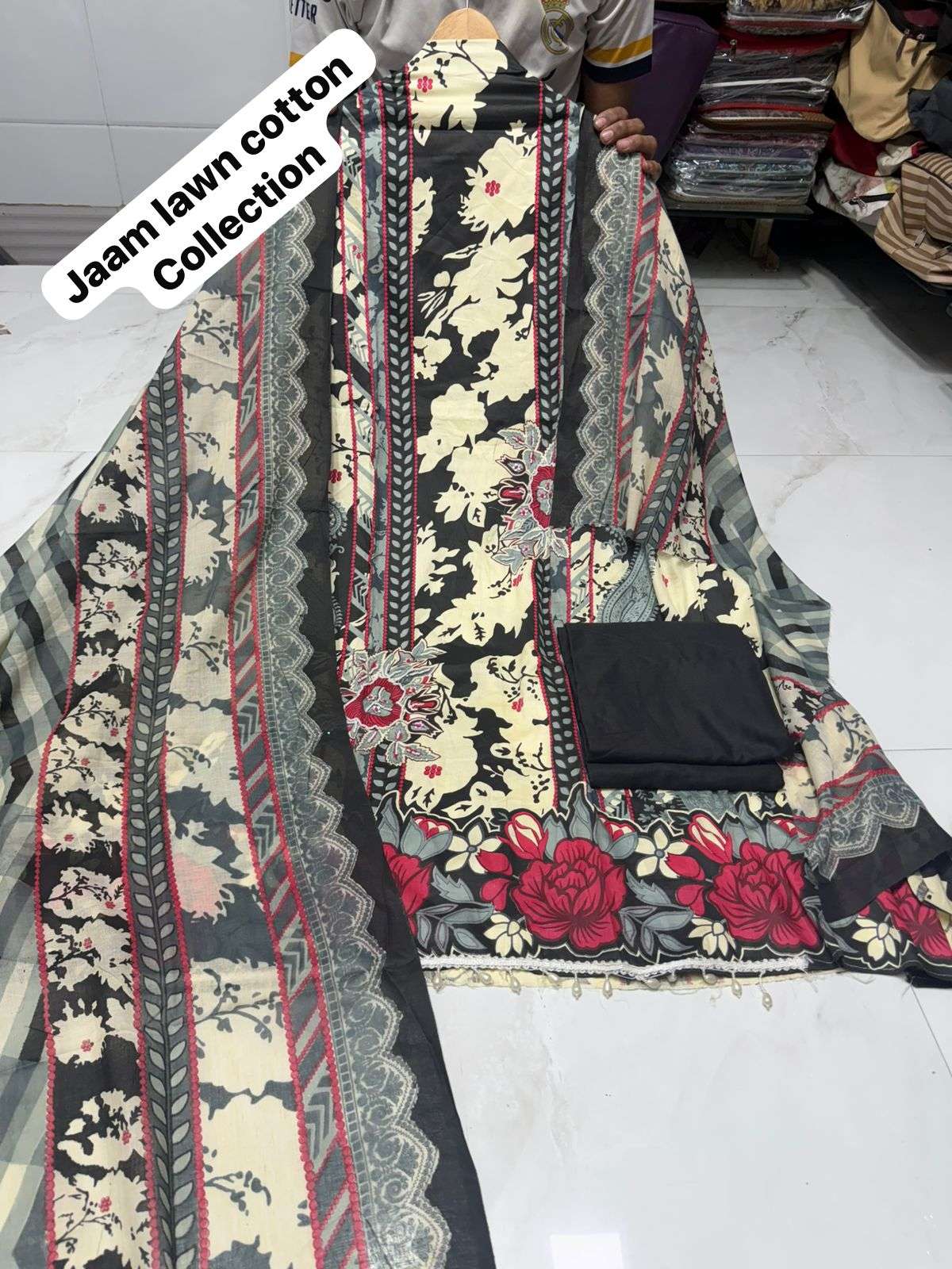 MF PREMIUM PAKISTANI SUIT COLLECTION COTTON KARACHI PRINTS WITH FANCY WORK SUIT