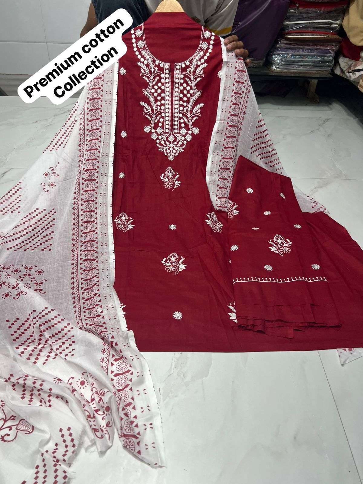 MF PREMIUM PAKISTANI SUIT COLLECTION COTTON KARACHI PRINTS WITH FANCY WORK SUIT