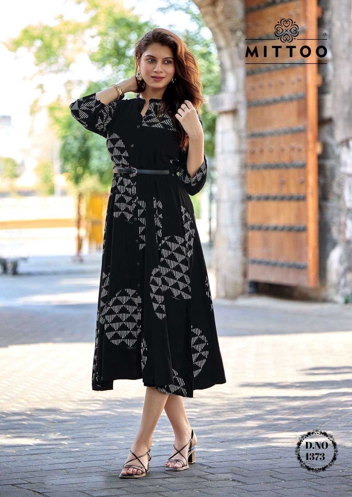 MITTOO BELT VOL 26 RAYON FANCY COOL PRINT LADIES ONE PIECE GOWN DRESS