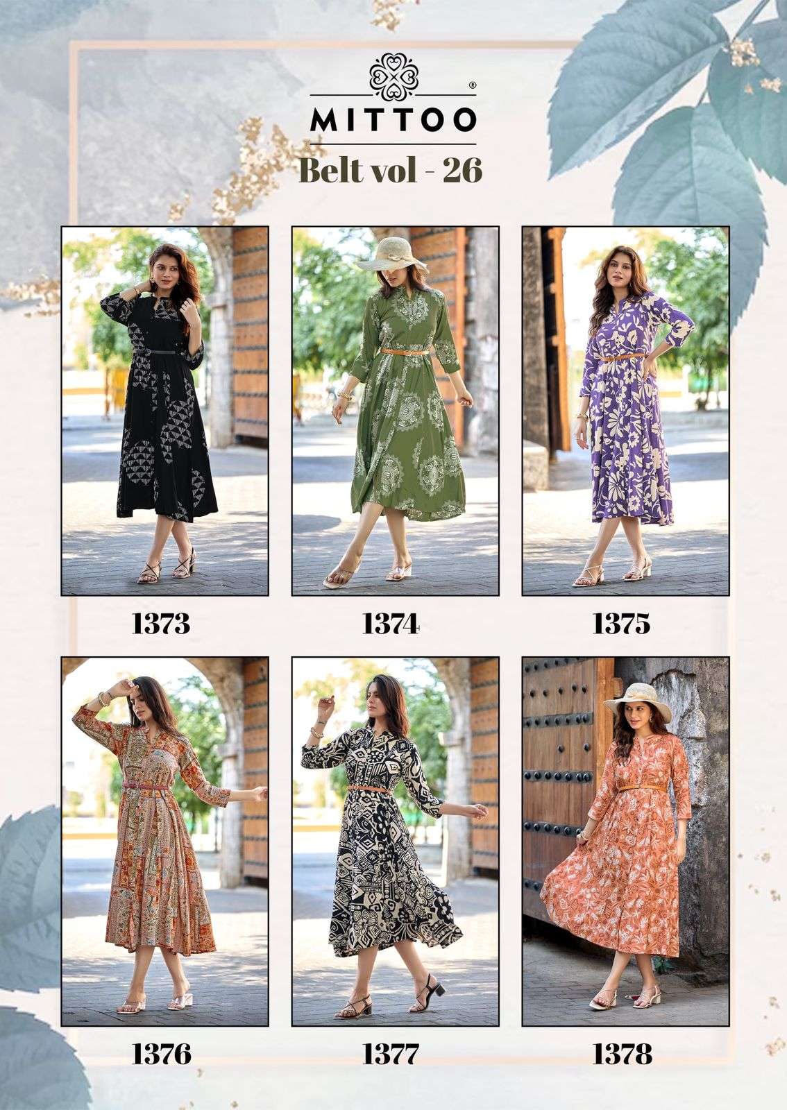 MITTOO BELT VOL 26 RAYON FANCY COOL PRINT LADIES ONE PIECE GOWN DRESS