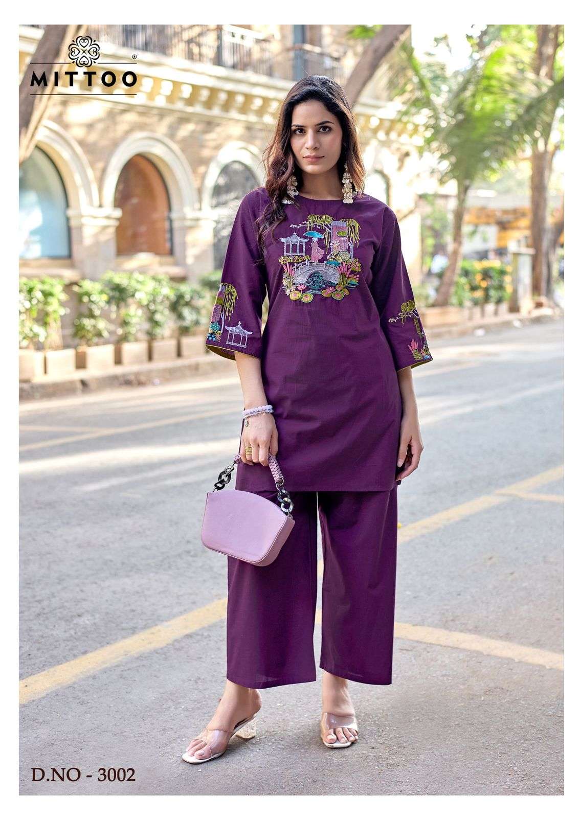 MITTOO RANG VATIKA COTTON FANCY WORK LADIES TOP WITH BOTTOM PAIR 