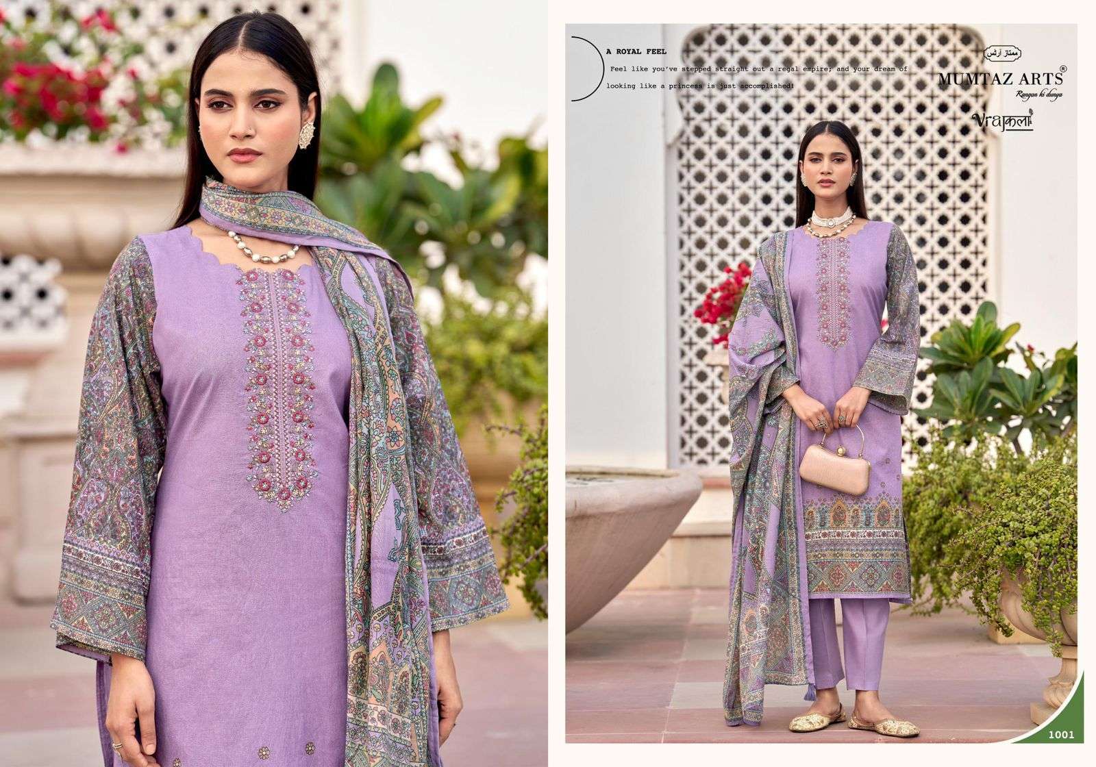 MUMTAZ ARTS  DAHLIA VISCOSE DIGITAL PRINT WITH EMBROIDERY WORK SUIT