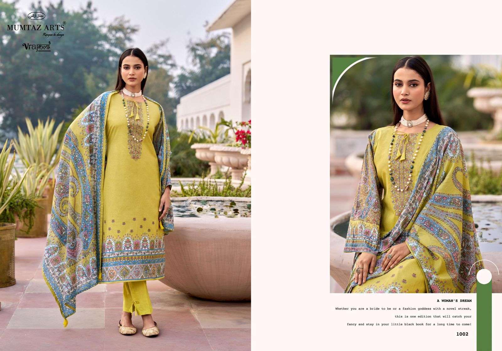 MUMTAZ ARTS  DAHLIA VISCOSE DIGITAL PRINT WITH EMBROIDERY WORK SUIT