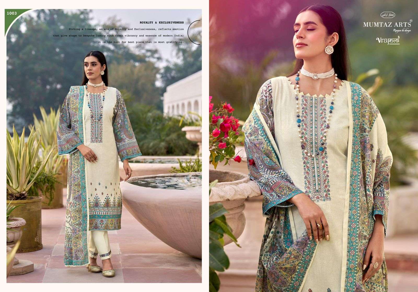 MUMTAZ ARTS  DAHLIA VISCOSE DIGITAL PRINT WITH EMBROIDERY WORK SUIT