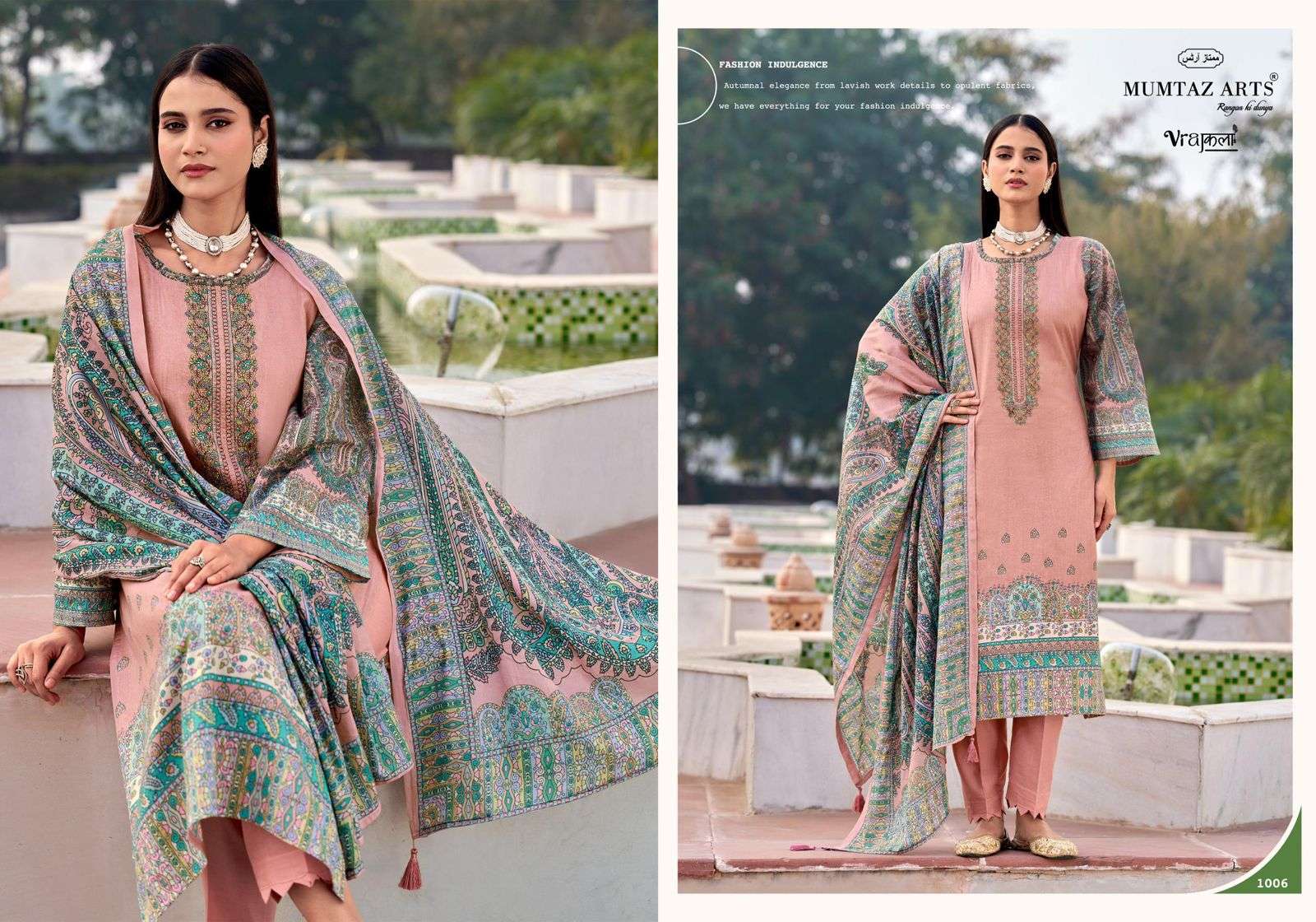 MUMTAZ ARTS  DAHLIA VISCOSE DIGITAL PRINT WITH EMBROIDERY WORK SUIT
