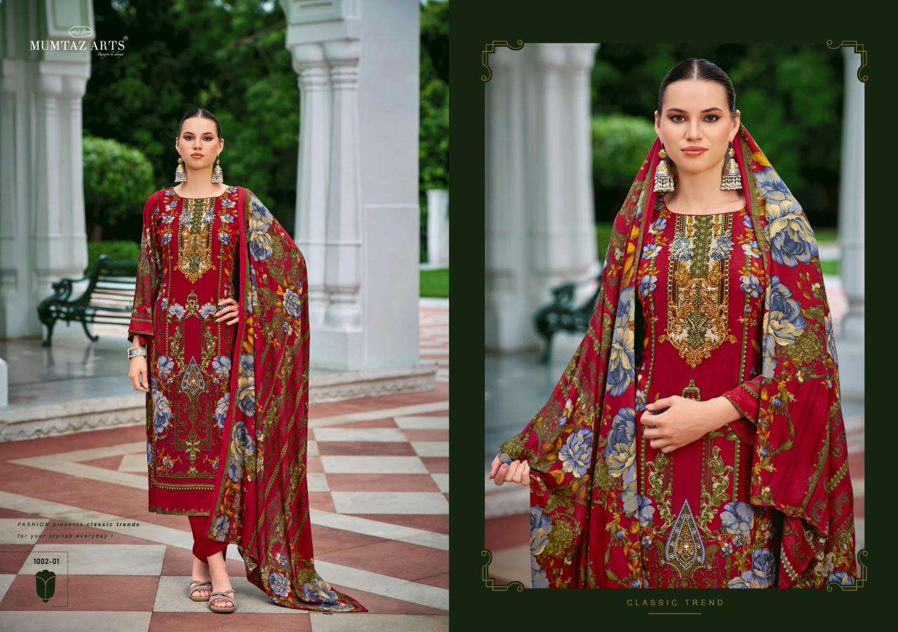 MUMTAZ ARTS NAFEEZA VISCOSE DIGITAL PRINT WITH FANCY WORK SUIT