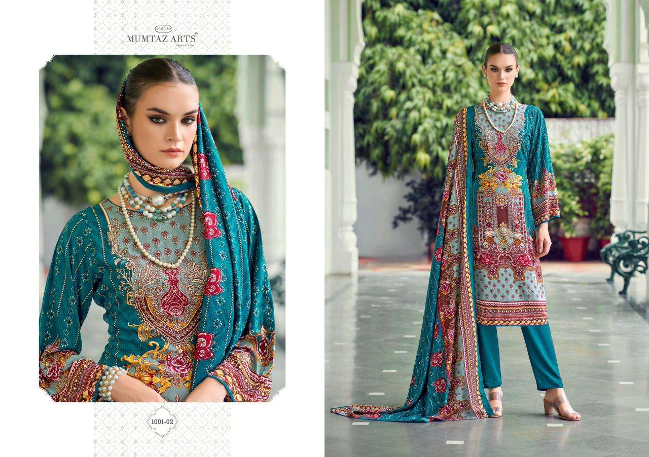 MUMTAZ ARTS NAFEEZA VISCOSE DIGITAL PRINT WITH FANCY WORK SUIT
