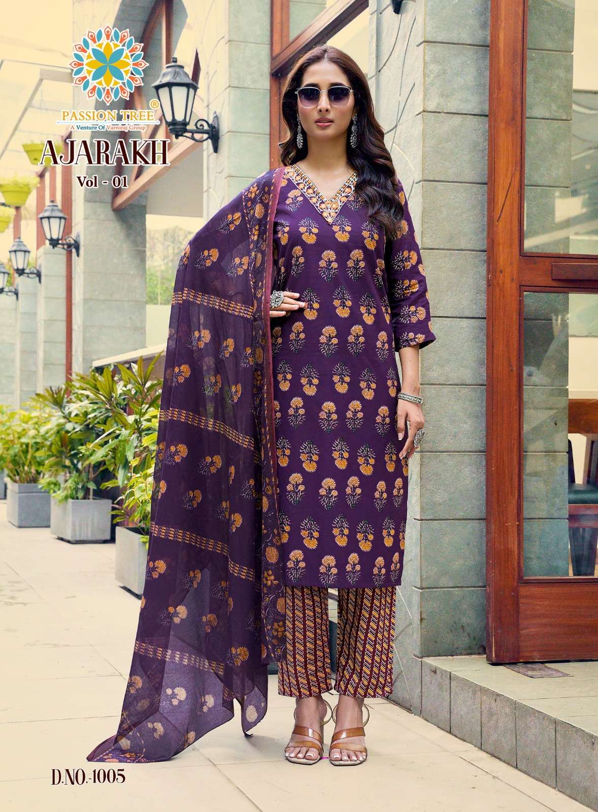 PASSION TREE AJARAKH VOL 1 STRAIGHT TOP WITH PANT & DUPATTA SET