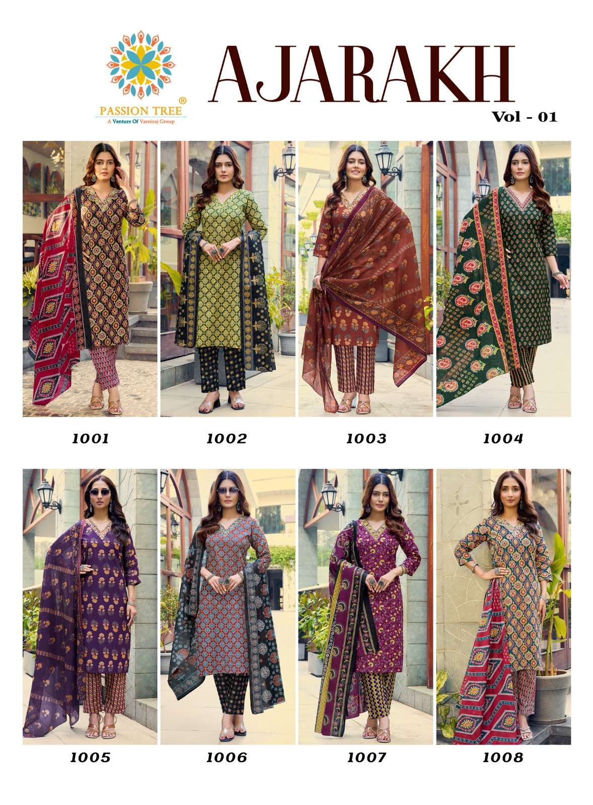 PASSION TREE AJARAKH VOL 1 STRAIGHT TOP WITH PANT & DUPATTA SET