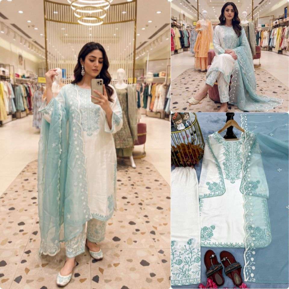 PD 1051 SILK DESIGNER WORK PARTY WEAR LOOK TOP FANCY PLAZZO AND DUPATTA SET 