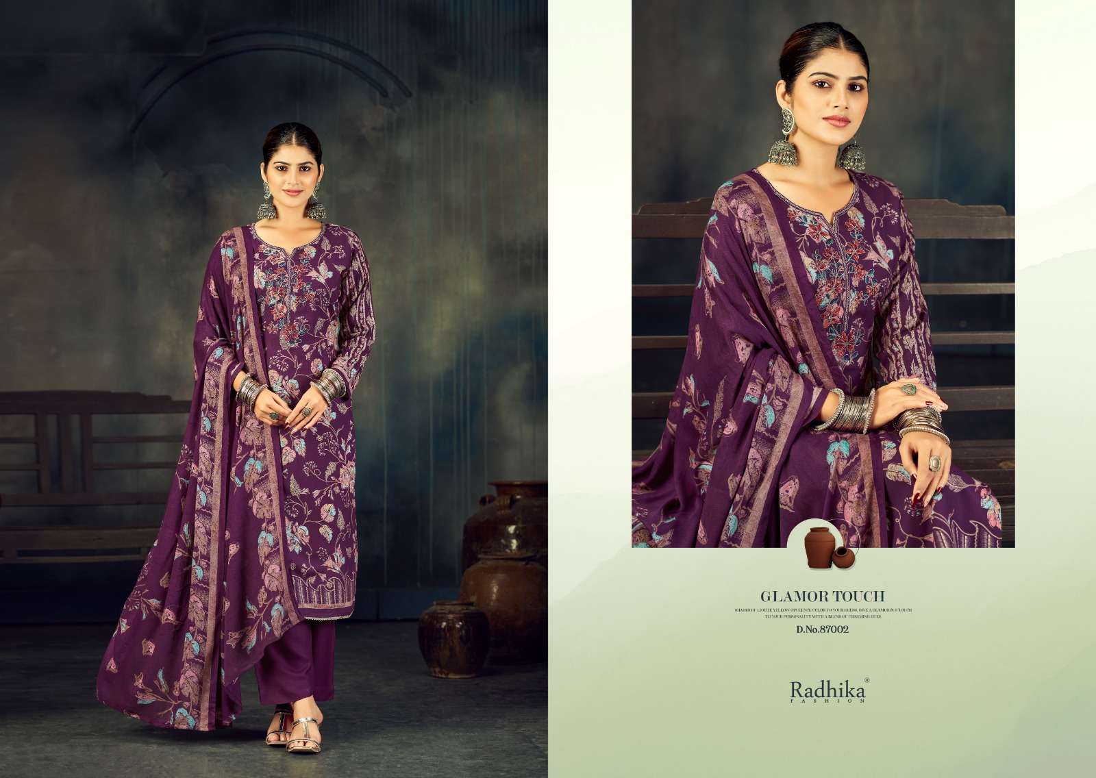 RADHIKA FASHION AZARA FIROZA VOL 4 VISCOSE PRINT WITH FANCY WORK SUIT