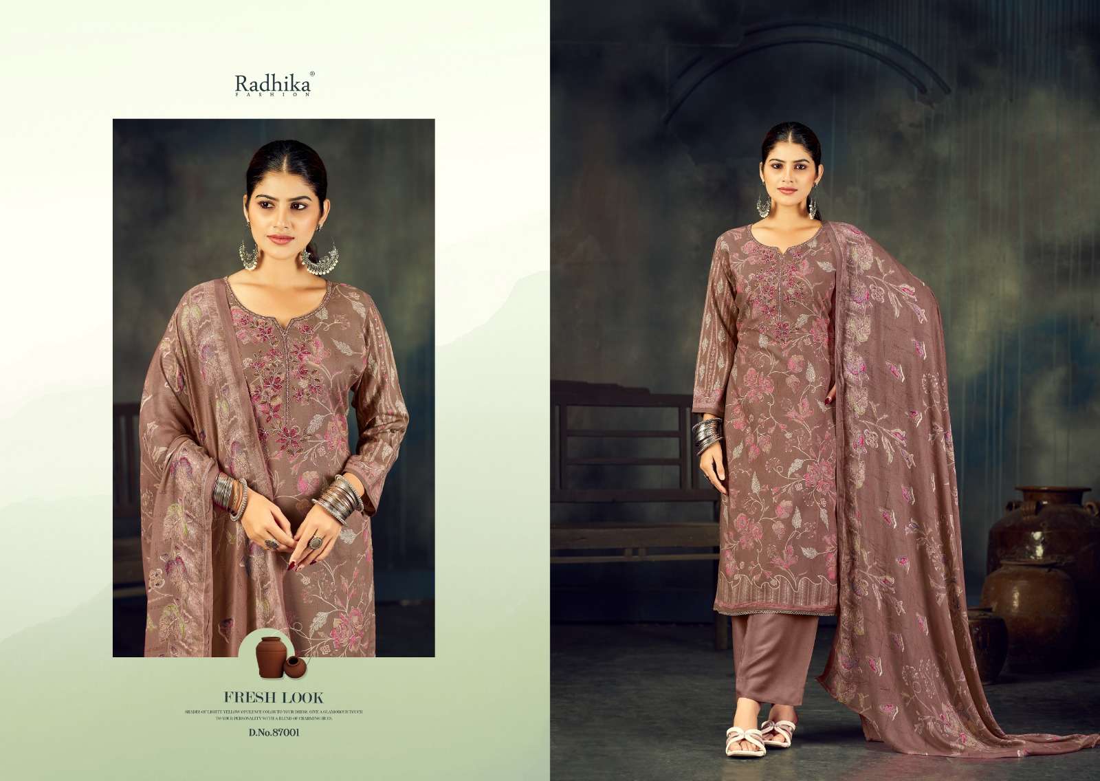 RADHIKA FASHION AZARA FIROZA VOL 4 VISCOSE PRINT WITH FANCY WORK SUIT