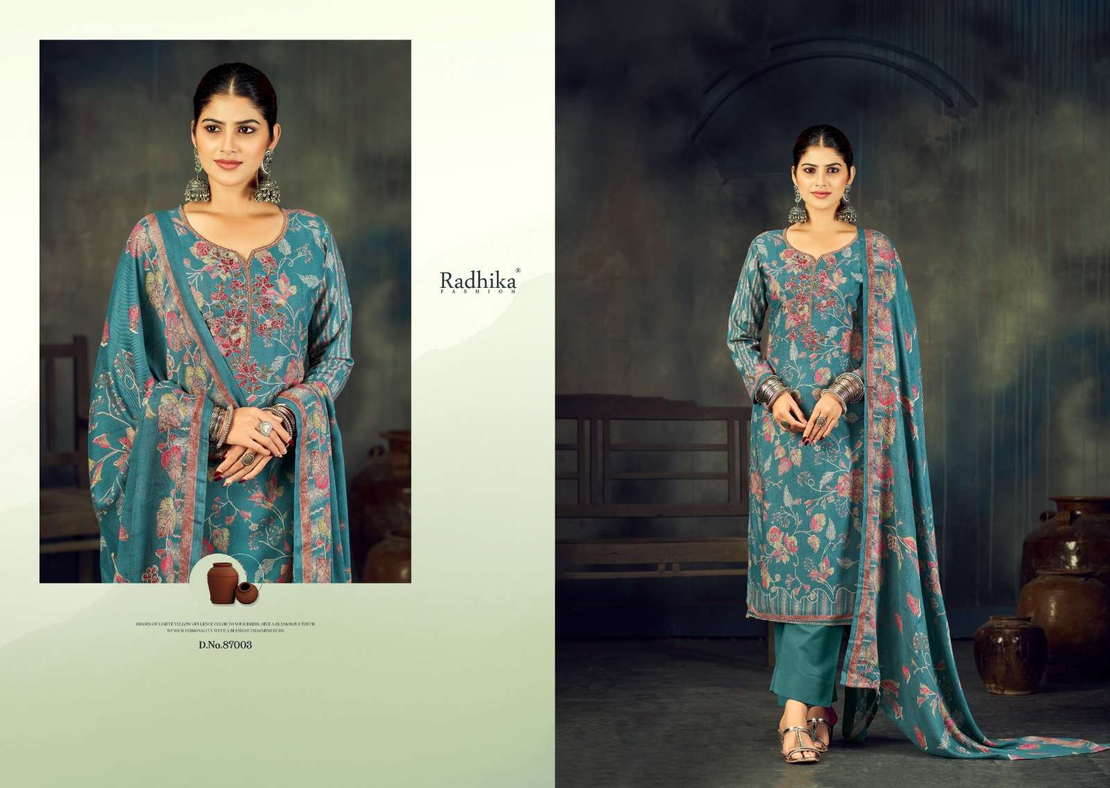 RADHIKA FASHION AZARA FIROZA VOL 4 VISCOSE PRINT WITH FANCY WORK SUIT