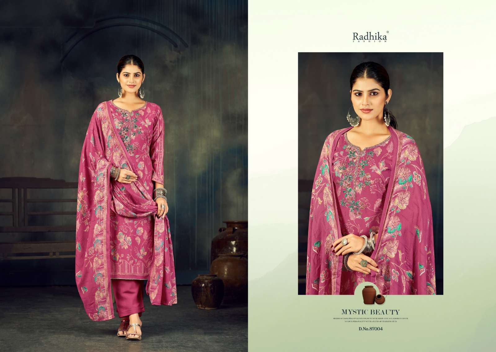 RADHIKA FASHION AZARA FIROZA VOL 4 VISCOSE PRINT WITH FANCY WORK SUIT