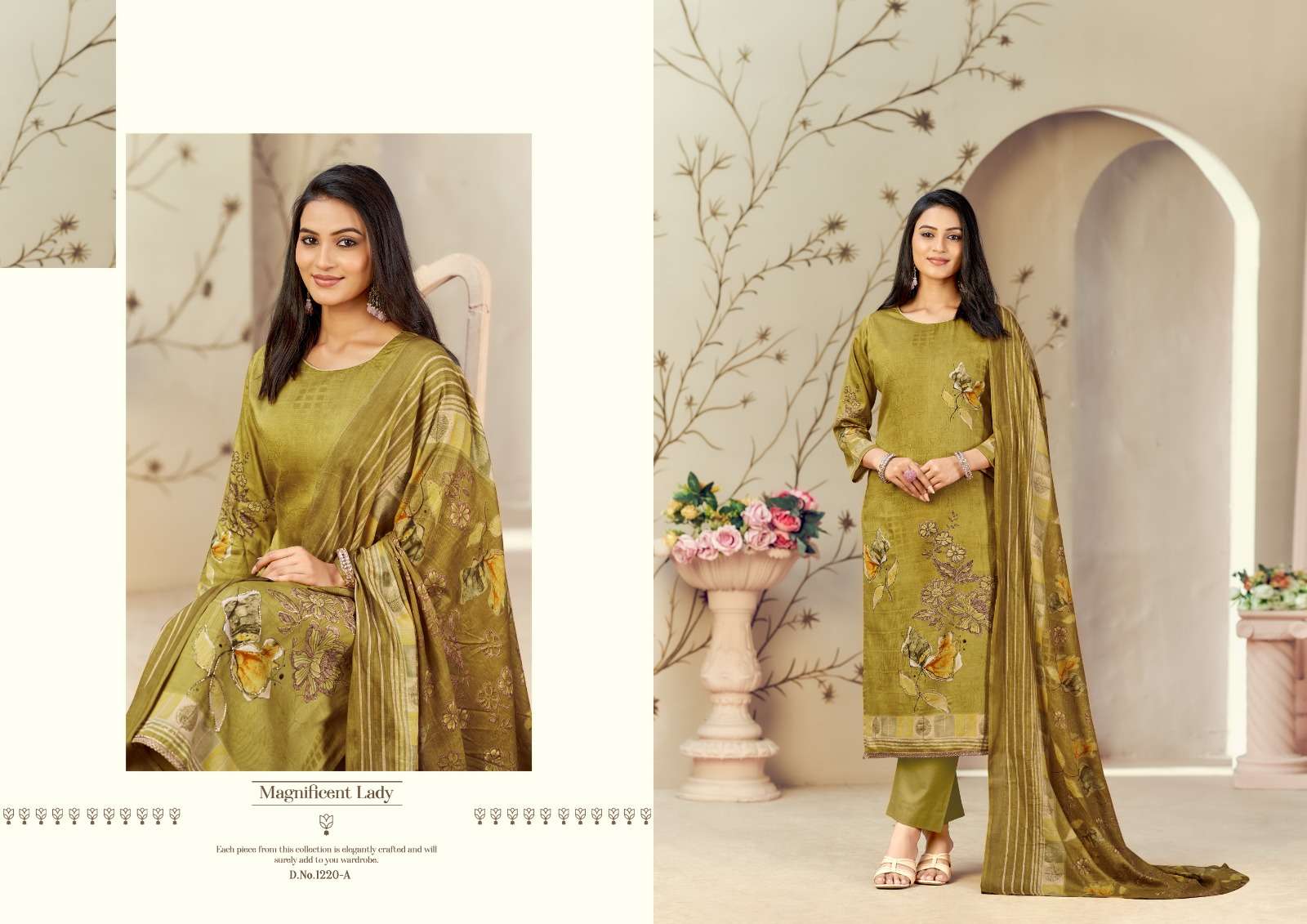 RADHIKA FASHION AZARA KAYKA D NO 1220 COTTON PRINT WITH HAND WORK SUIT