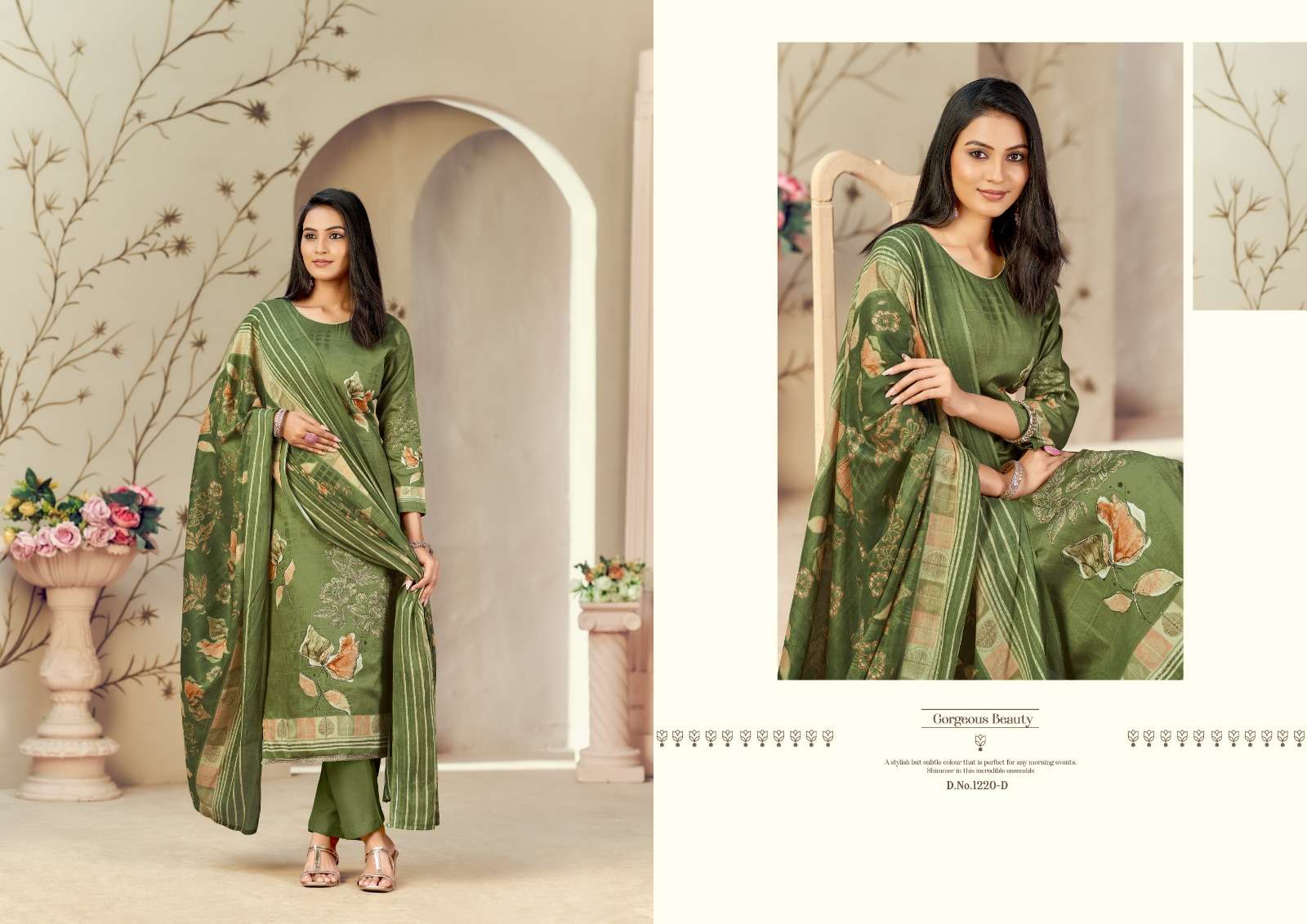 RADHIKA FASHION AZARA KAYKA D NO 1220 COTTON PRINT WITH HAND WORK SUIT
