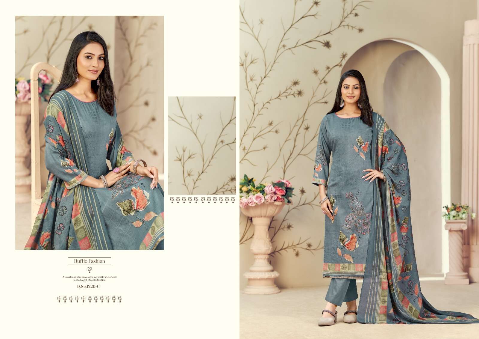 RADHIKA FASHION AZARA KAYKA D NO 1220 COTTON PRINT WITH HAND WORK SUIT