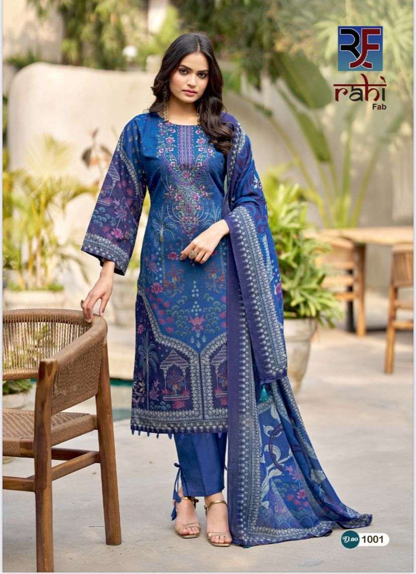 RAHI FAB RED ORCHID COTTON KARACHI PRINT WITH FANCY WORK SUIT
