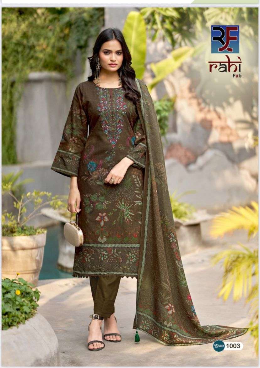RAHI FAB RED ORCHID COTTON KARACHI PRINT WITH FANCY WORK SUIT