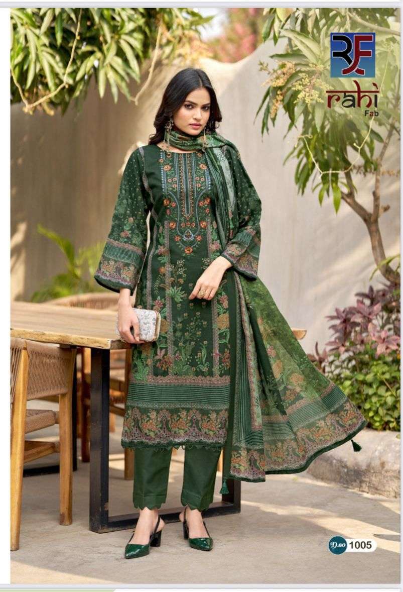 RAHI FAB RED ORCHID COTTON KARACHI PRINT WITH FANCY WORK SUIT