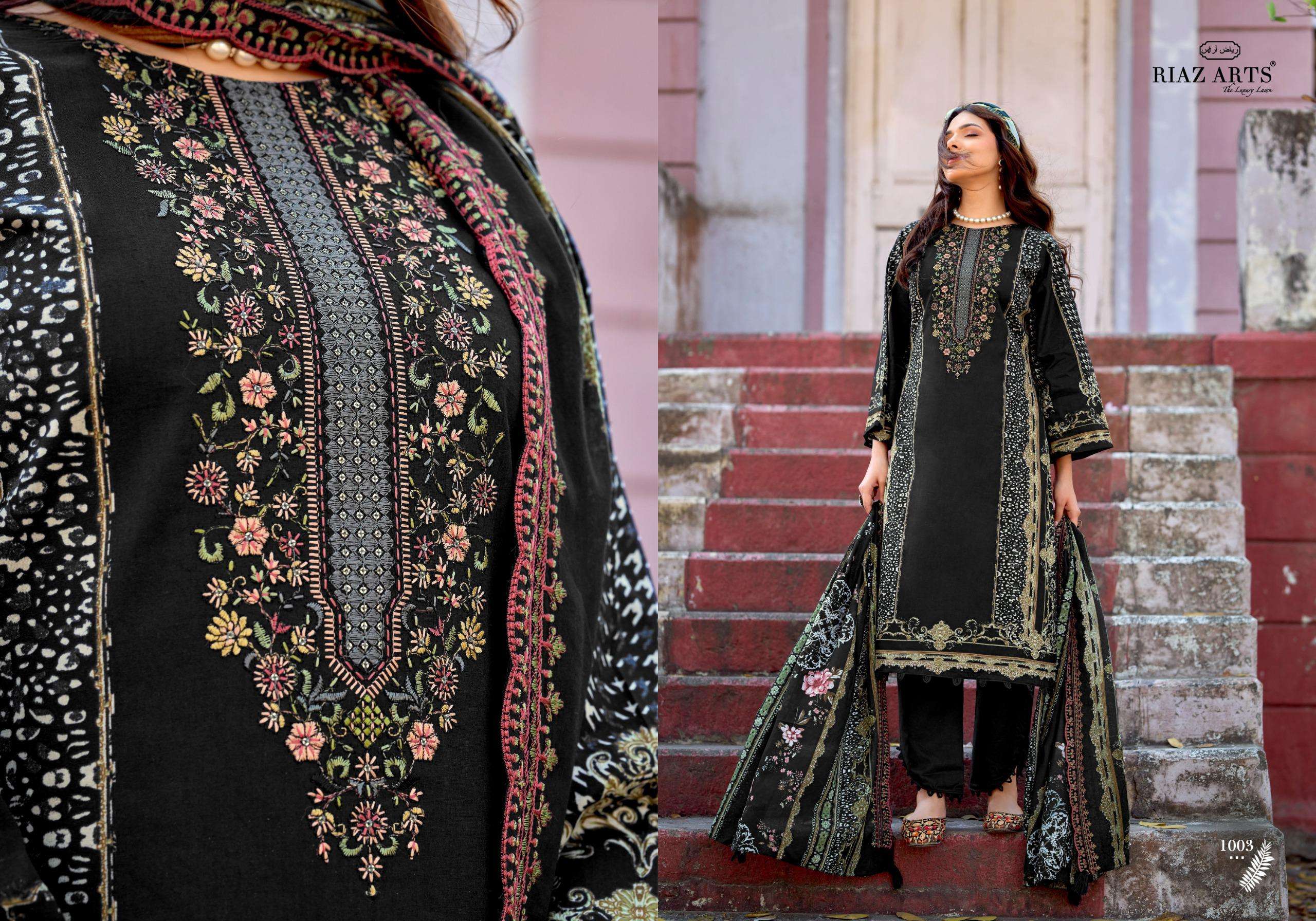 RIAZ ARTS BIN SAEED SURBHI COTTON PRINT WITH EMBROIDERY WORK SUIT