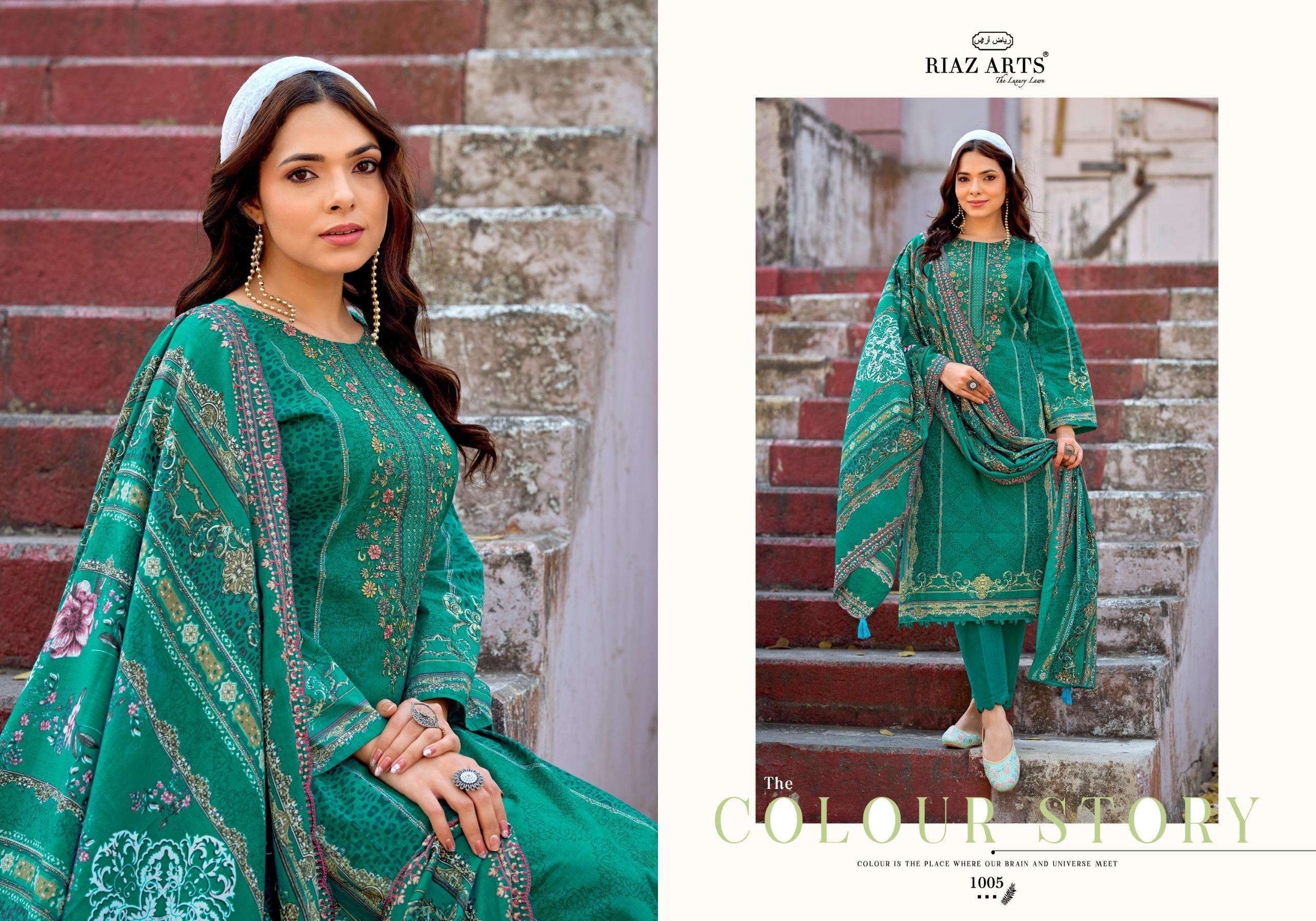 RIAZ ARTS BIN SAEED SURBHI COTTON PRINT WITH EMBROIDERY WORK SUIT