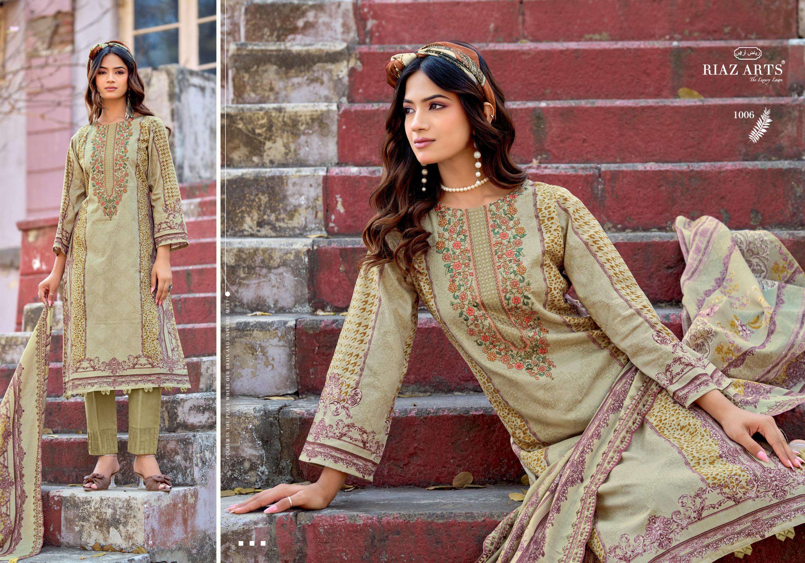 RIAZ ARTS BIN SAEED SURBHI COTTON PRINT WITH EMBROIDERY WORK SUIT