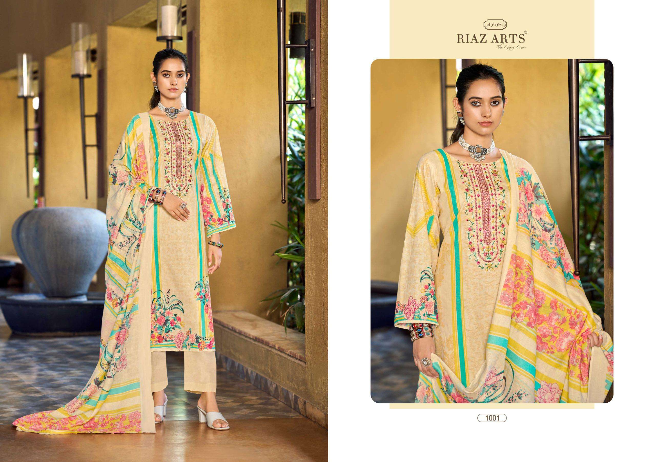 RIAZ ARTS MUSAFIR VOL 33 LAWN COTTON DIGITAL PRINT WITH FANCY WORK SUIT