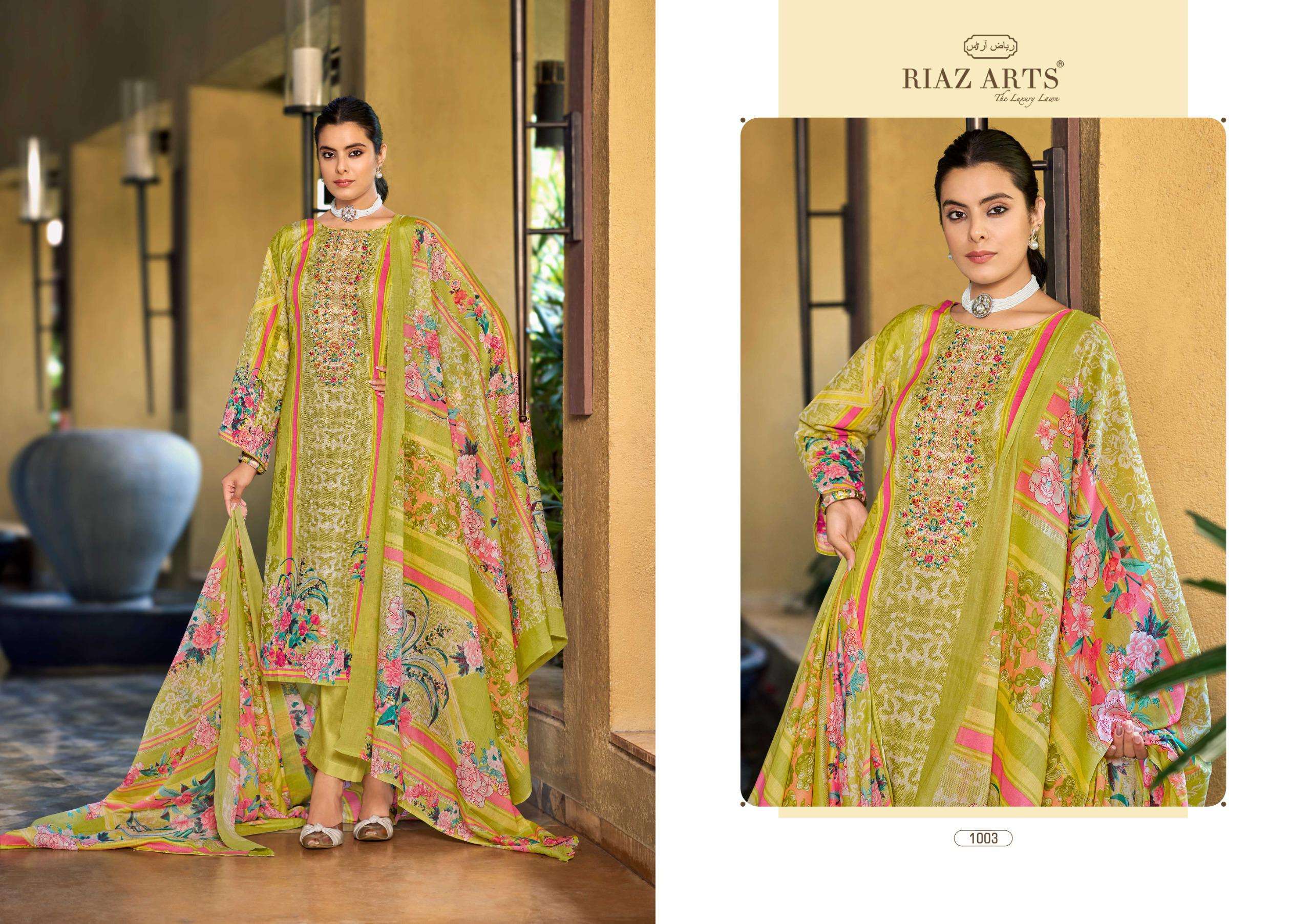 RIAZ ARTS MUSAFIR VOL 33 LAWN COTTON DIGITAL PRINT WITH FANCY WORK SUIT