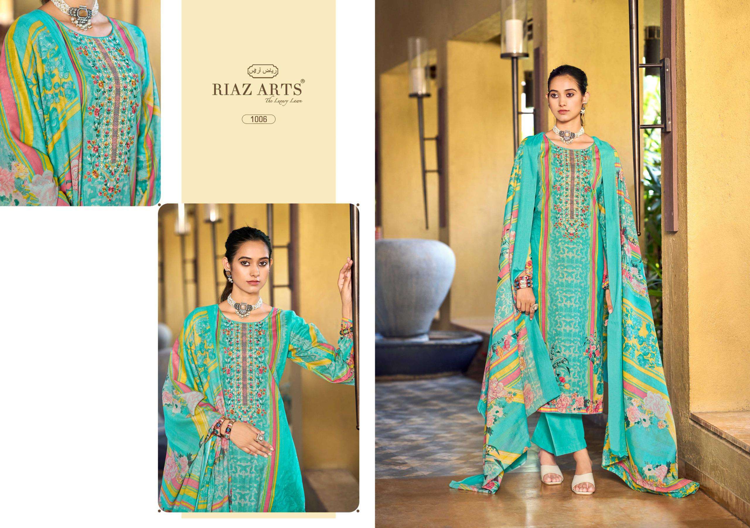 RIAZ ARTS MUSAFIR VOL 33 LAWN COTTON DIGITAL PRINT WITH FANCY WORK SUIT