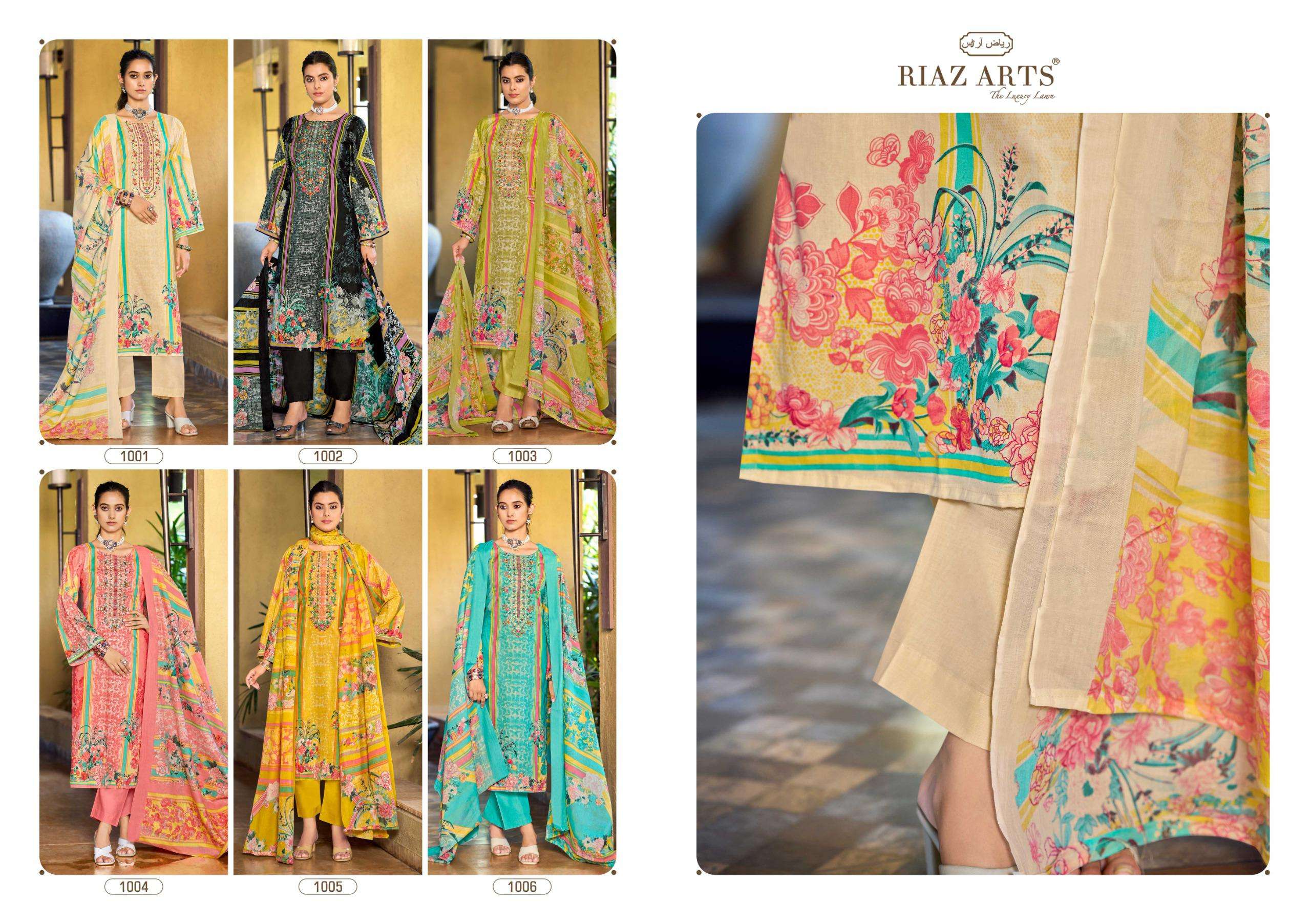 RIAZ ARTS MUSAFIR VOL 33 LAWN COTTON DIGITAL PRINT WITH FANCY WORK SUIT