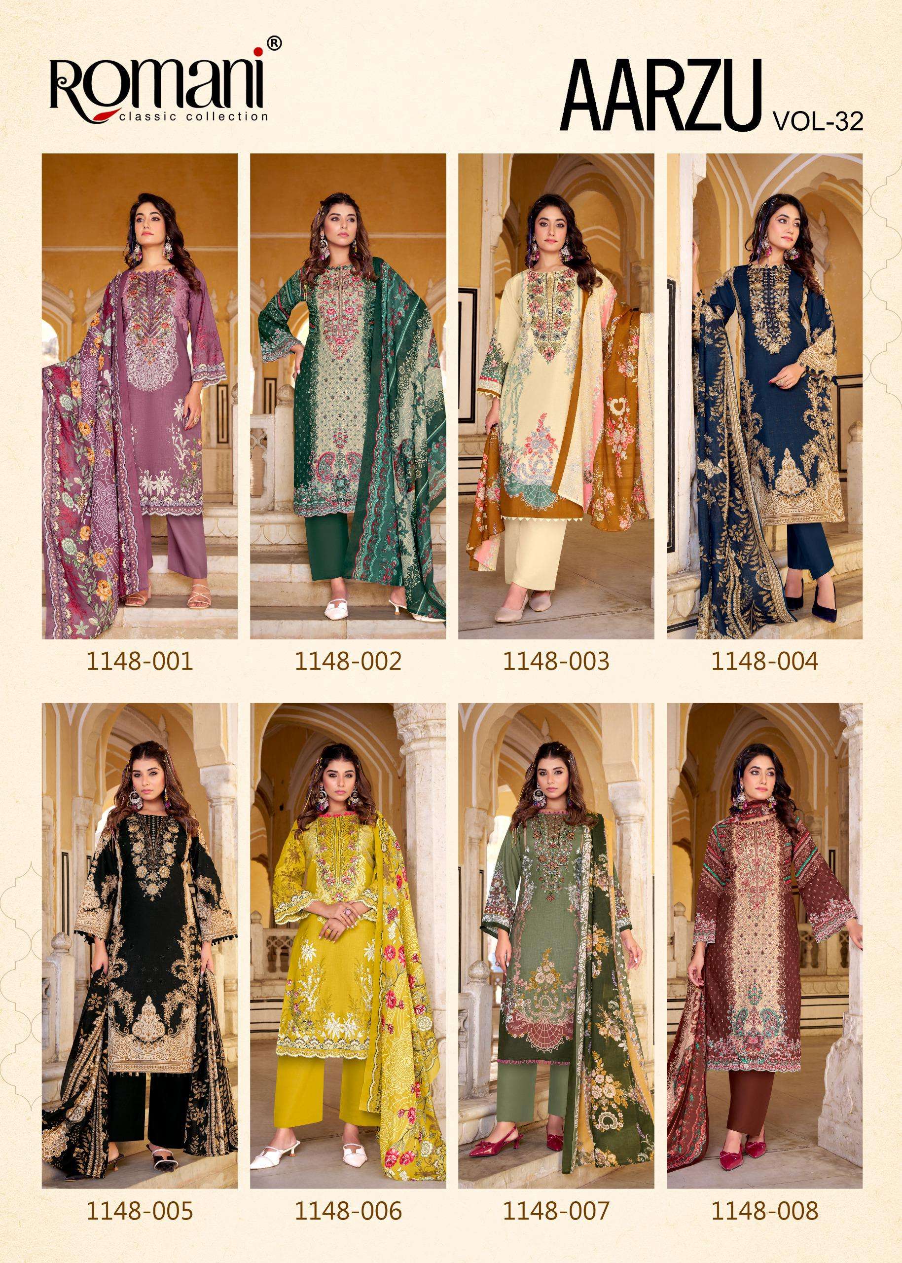 ROMANI AARZU VOL 32 COTTON DIGITAL PRINTS WITH FANCY WORK SUIT