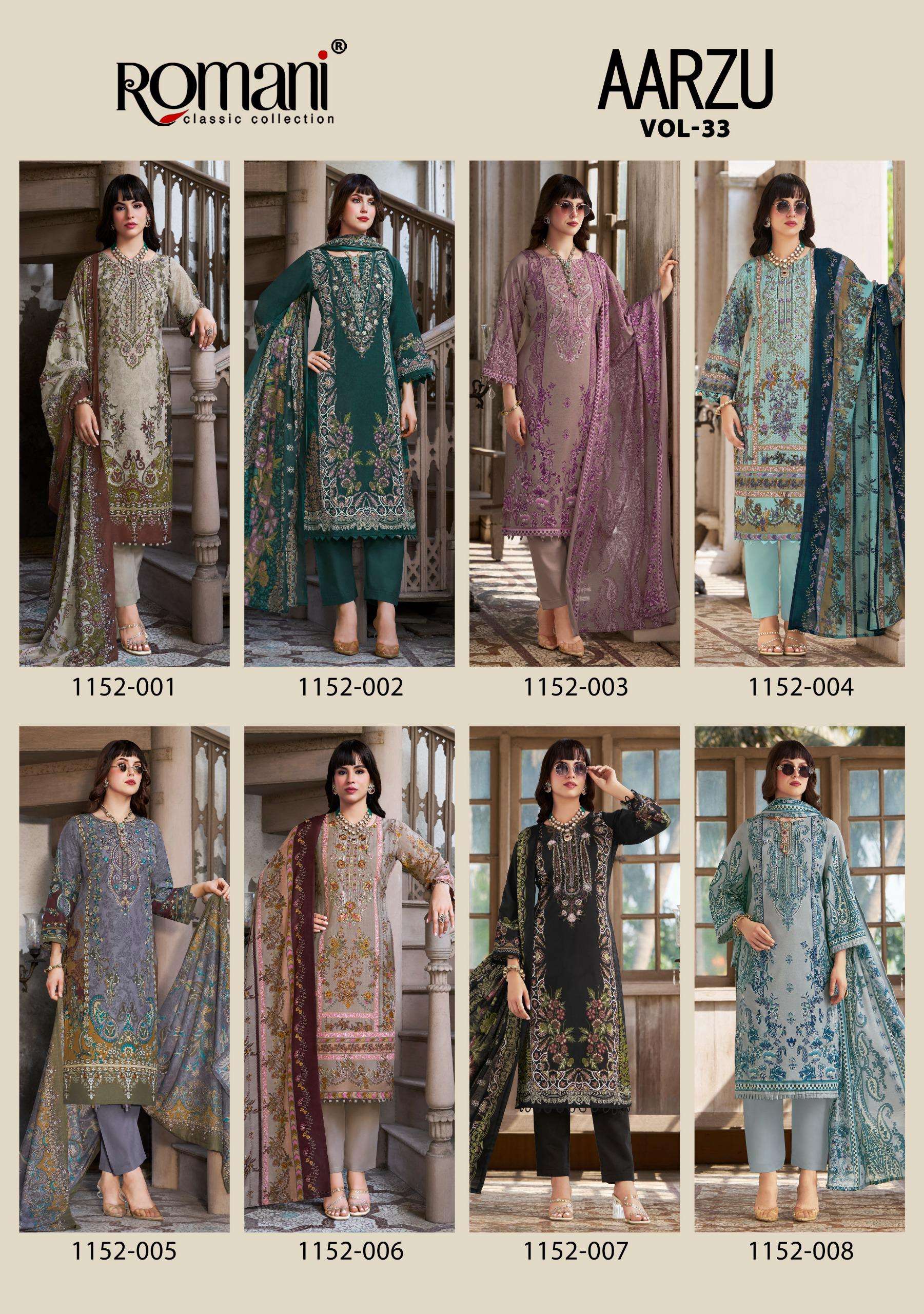 ROMANI AARZU VOL 33 COTTON DIGITAL PRINTS WITH FANCY WORK SUIT