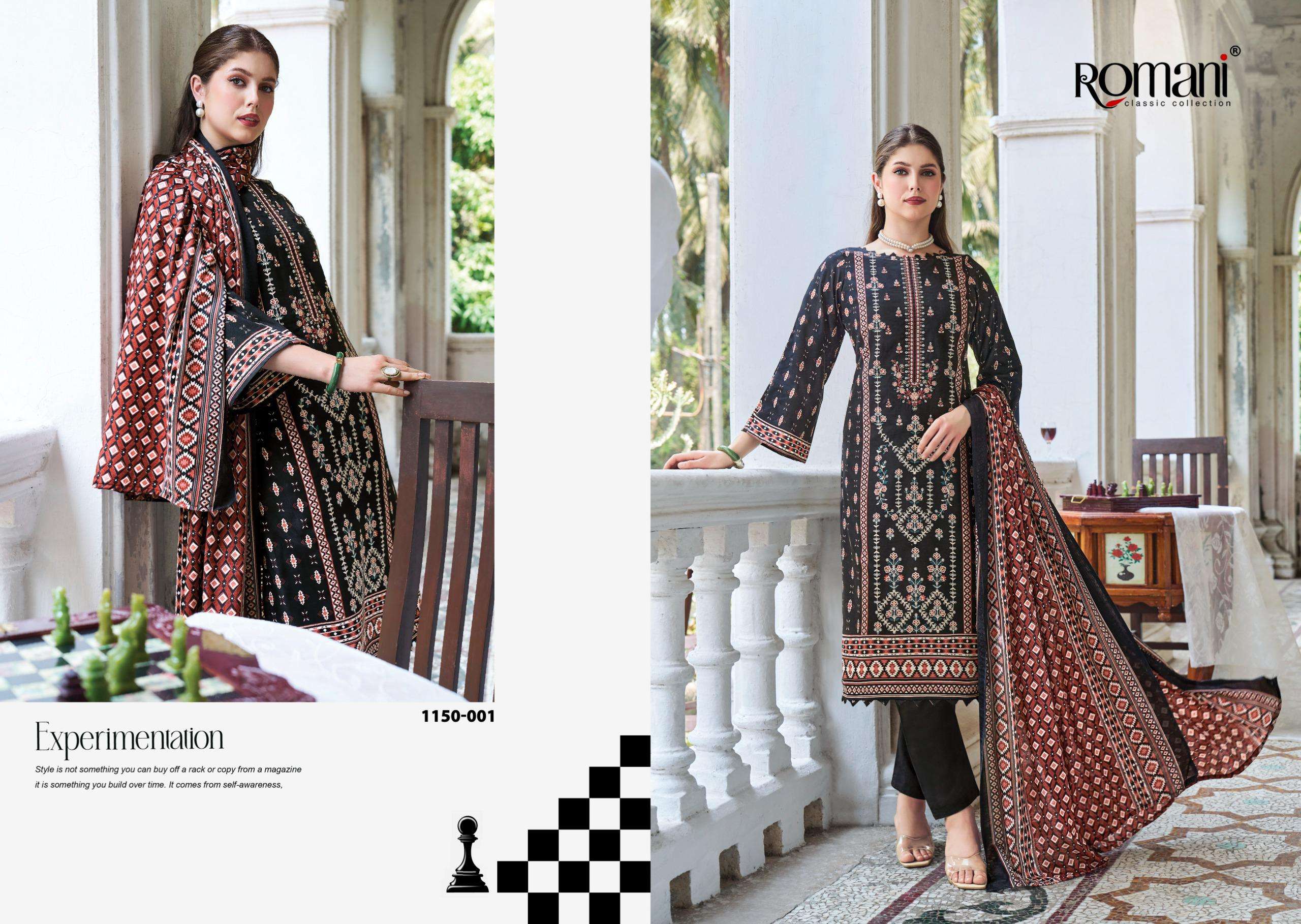 ROMANI BIN KAREEM VOL 4 COTTON DIGITAL STYLE PRINT WITH FANCY WORK SUIT	