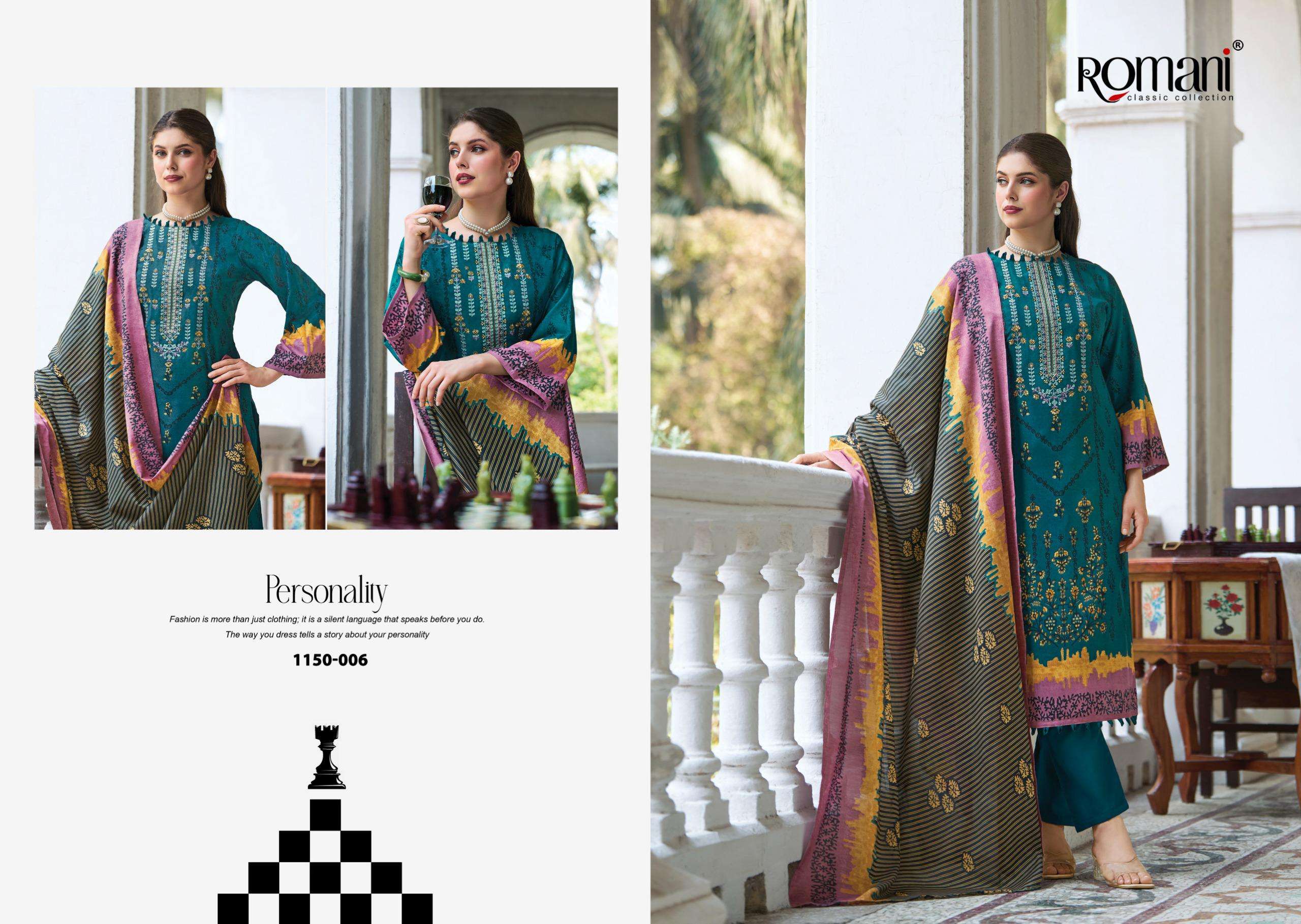 ROMANI BIN KAREEM VOL 4 COTTON DIGITAL STYLE PRINT WITH FANCY WORK SUIT	