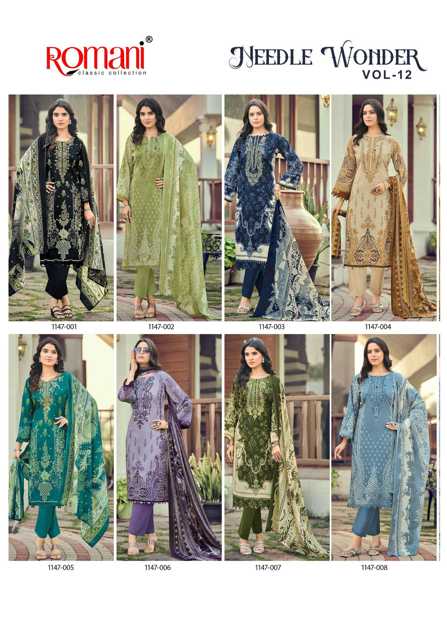 ROMANI NEEDLE WONDER VOL 12 COTTON DIGITAL PRINTS WITH FANCY WORK SUIT
