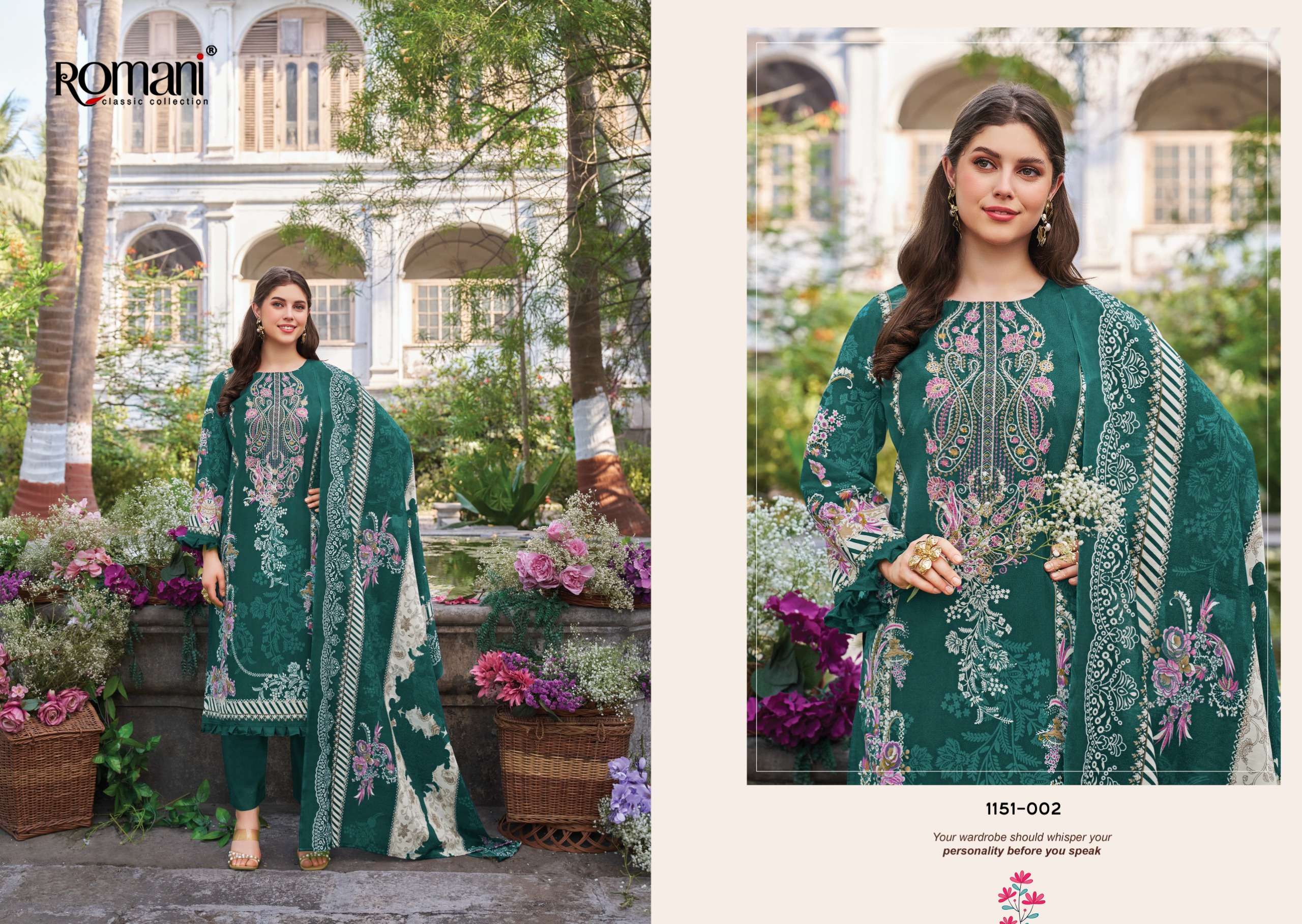 ROMANI NEEDLE WONDER VOL 13 COTTON DIGITAL PRINTS WITH FANCY WORK SUIT