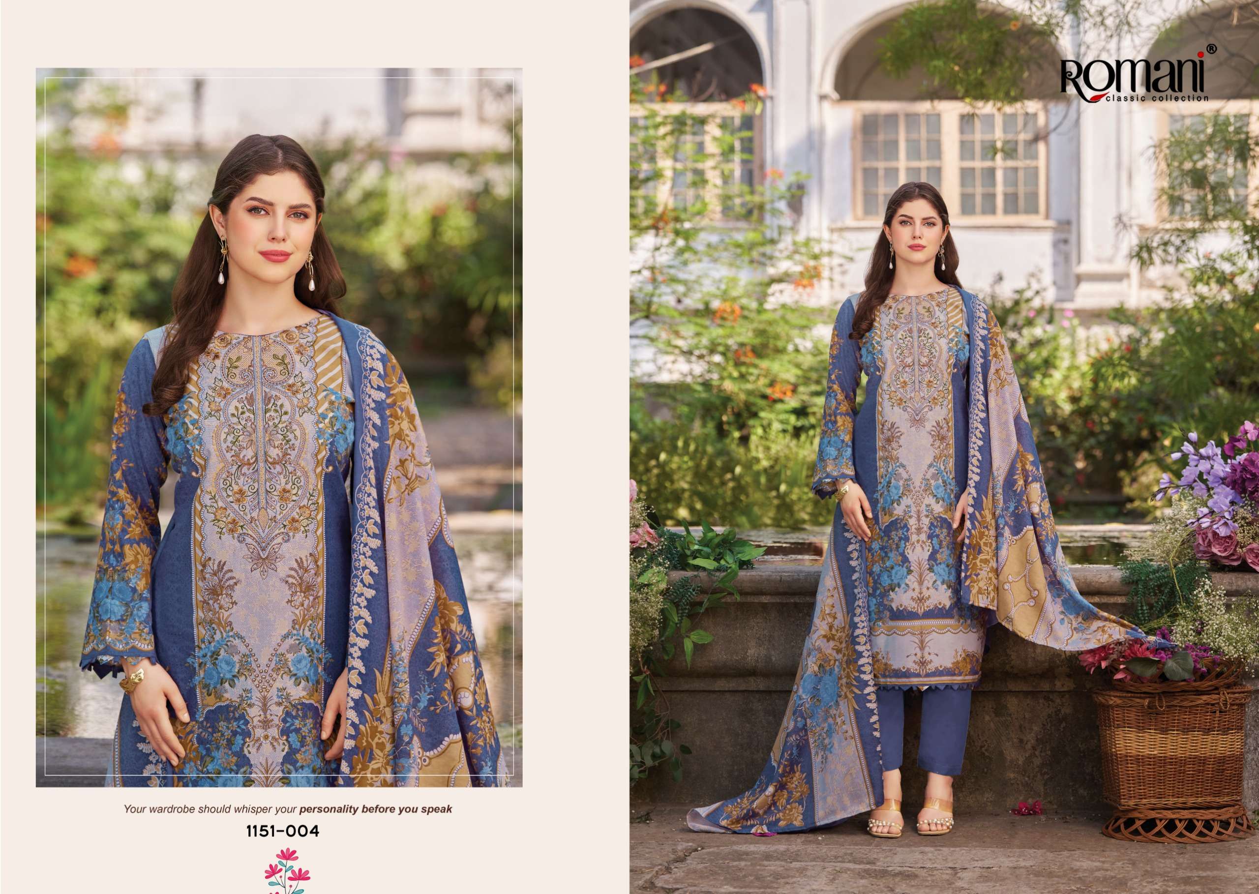 ROMANI NEEDLE WONDER VOL 13 COTTON DIGITAL PRINTS WITH FANCY WORK SUIT