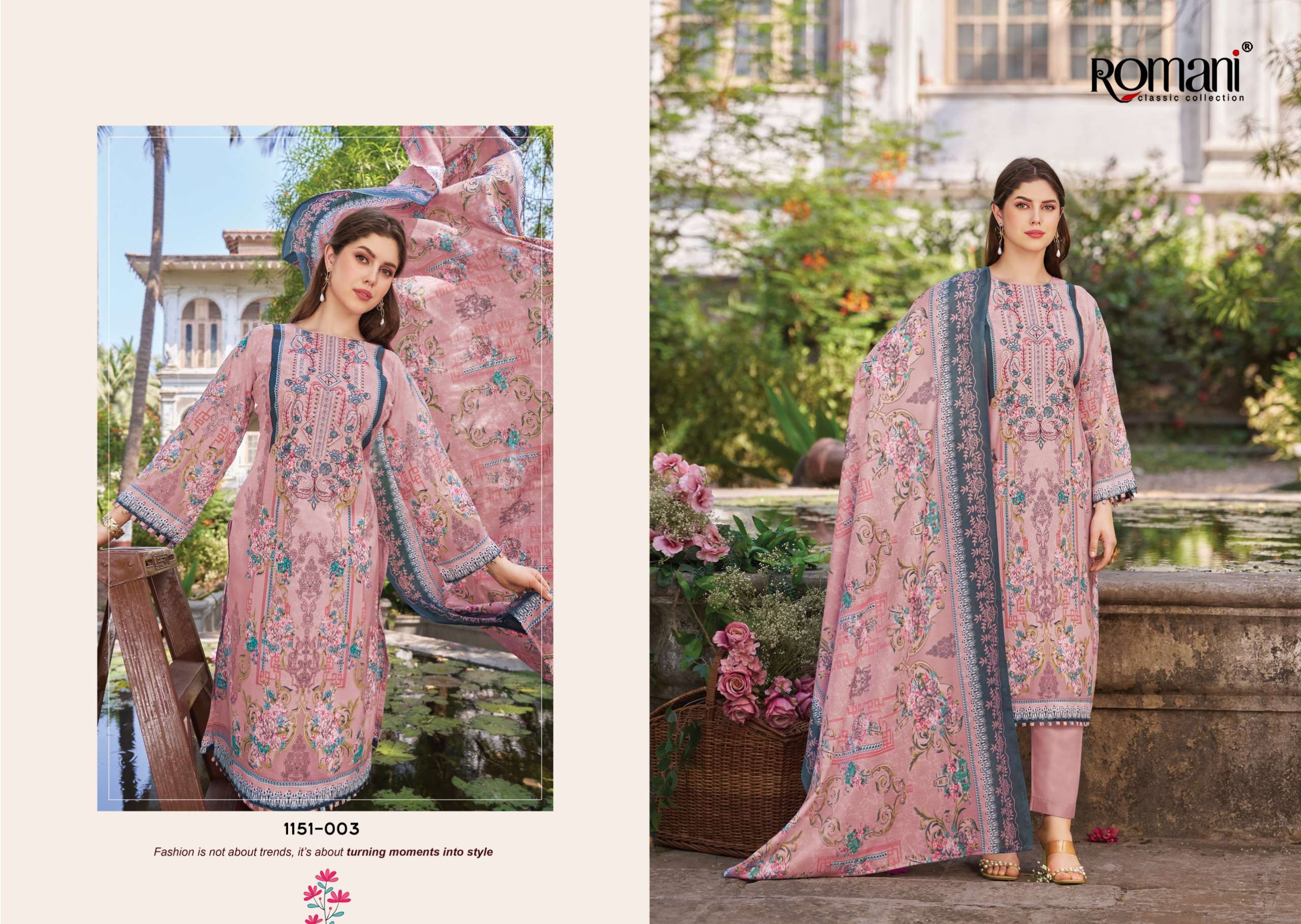 ROMANI NEEDLE WONDER VOL 13 COTTON DIGITAL PRINTS WITH FANCY WORK SUIT