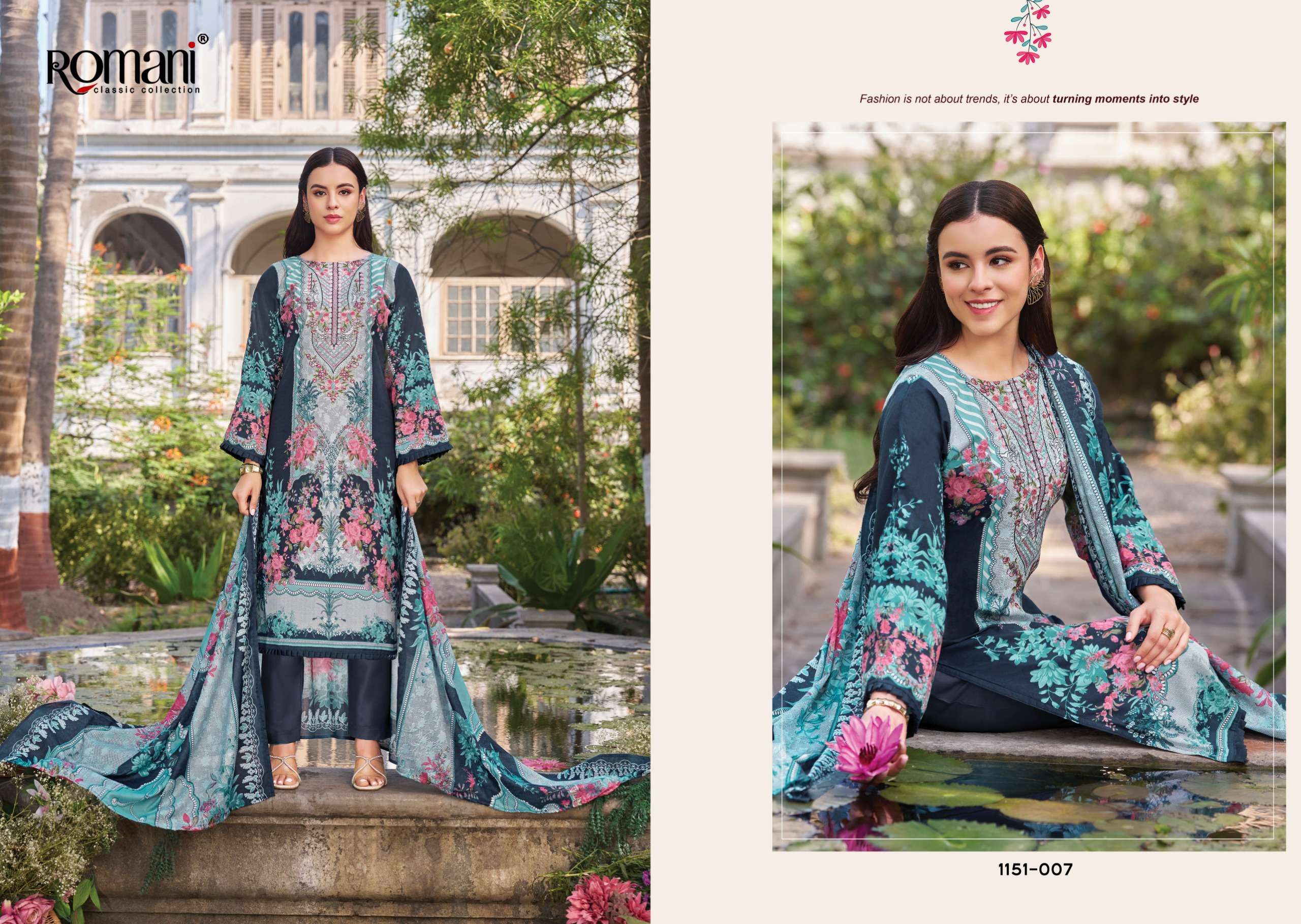 ROMANI NEEDLE WONDER VOL 13 COTTON DIGITAL PRINTS WITH FANCY WORK SUIT