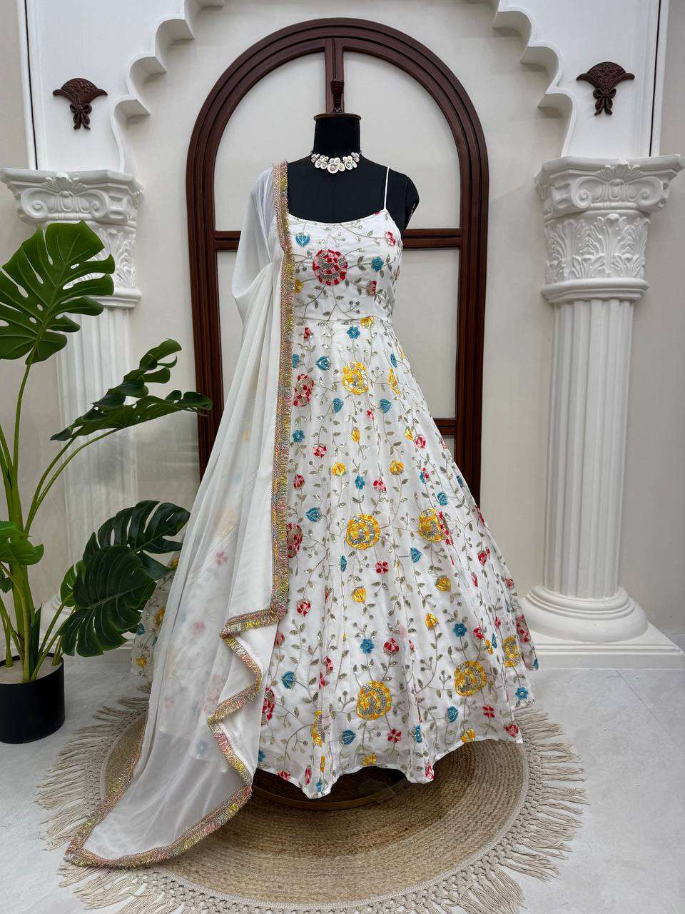 RTC 6021 GEORGETTE SEQUENCE EMBROIDERY DESIGNER WORK PARTY WEAR ANARKALI GOWN STYLE SUIT