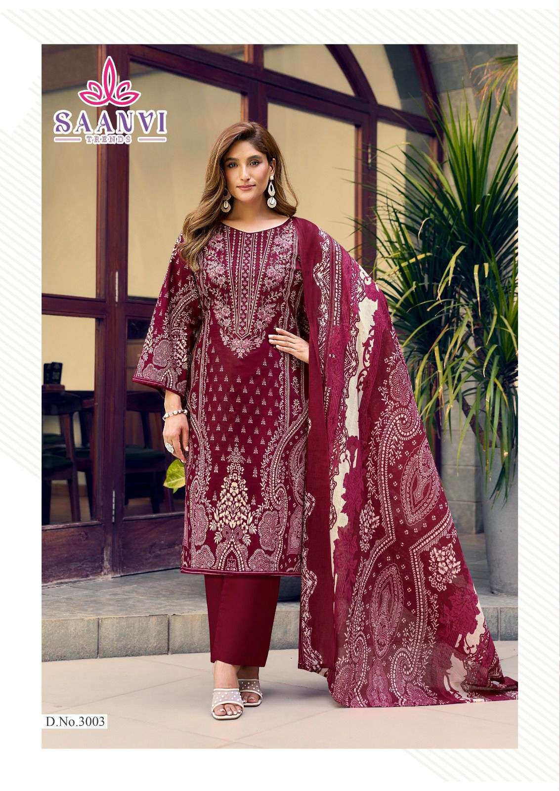 SAANVI TRENDS NUSRAT VOL 3 COTTON PRINTED WITH FANCY EMBROIDERY WORK SUIT