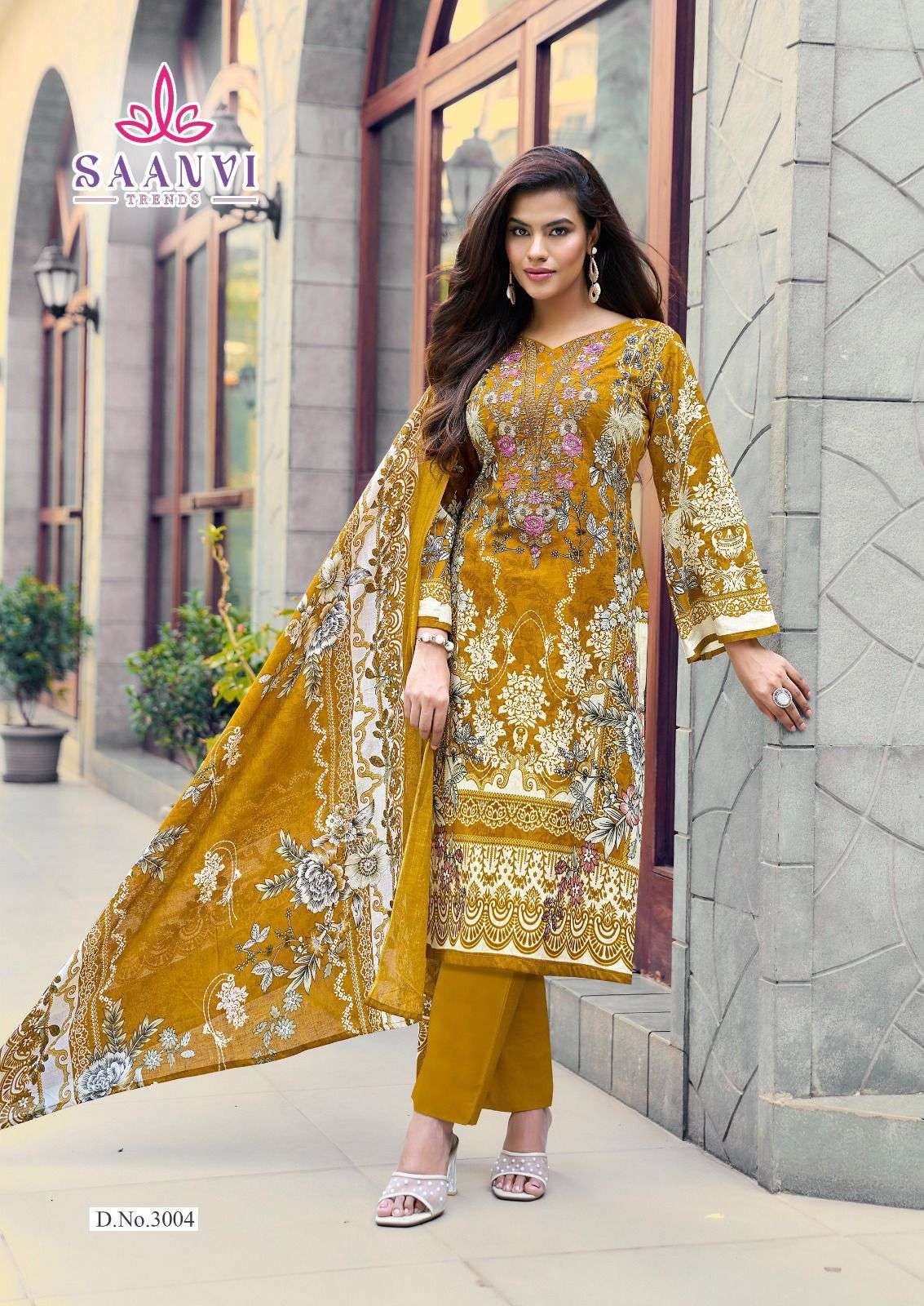 SAANVI TRENDS NUSRAT VOL 3 COTTON PRINTED WITH FANCY EMBROIDERY WORK SUIT