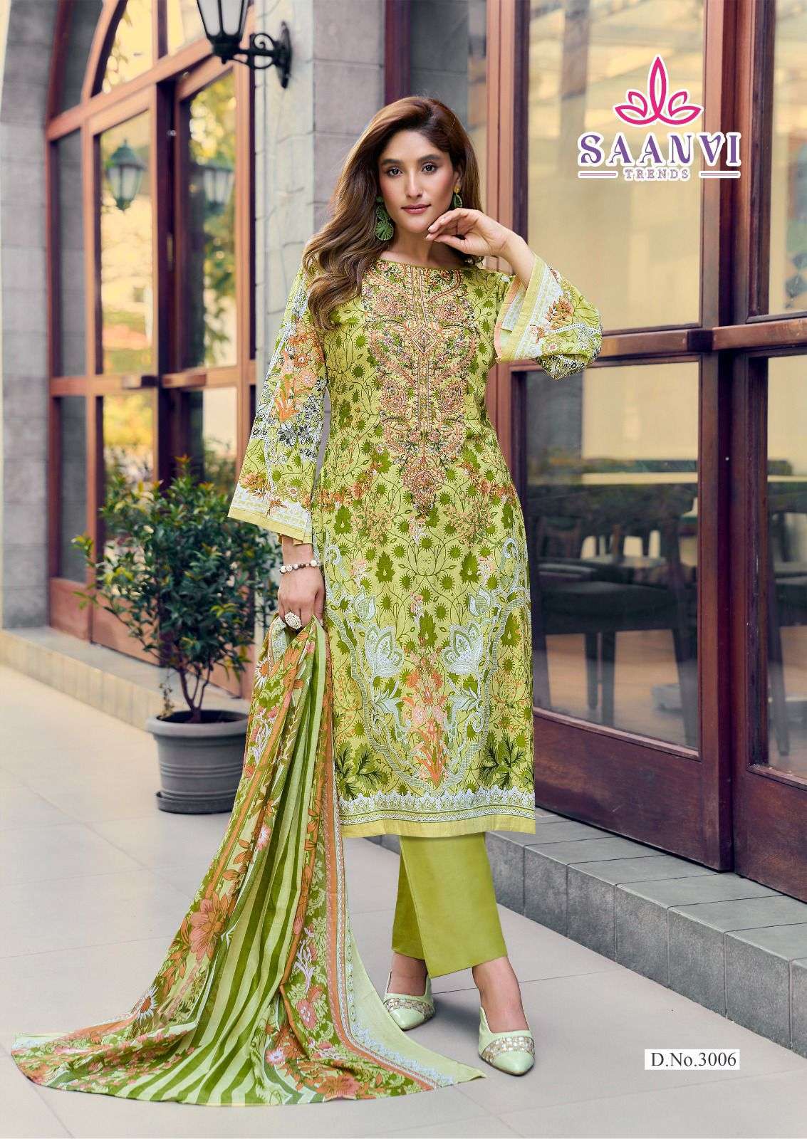 SAANVI TRENDS NUSRAT VOL 3 COTTON PRINTED WITH FANCY EMBROIDERY WORK SUIT