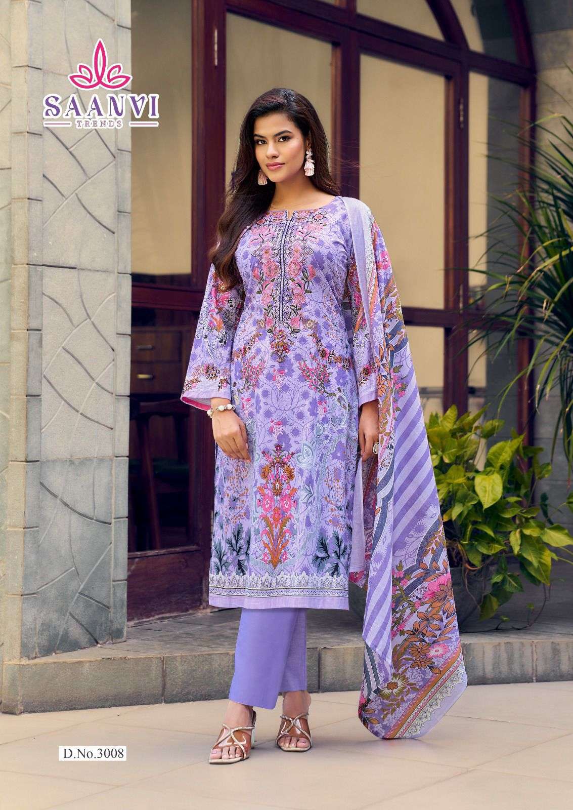 SAANVI TRENDS NUSRAT VOL 3 COTTON PRINTED WITH FANCY EMBROIDERY WORK SUIT