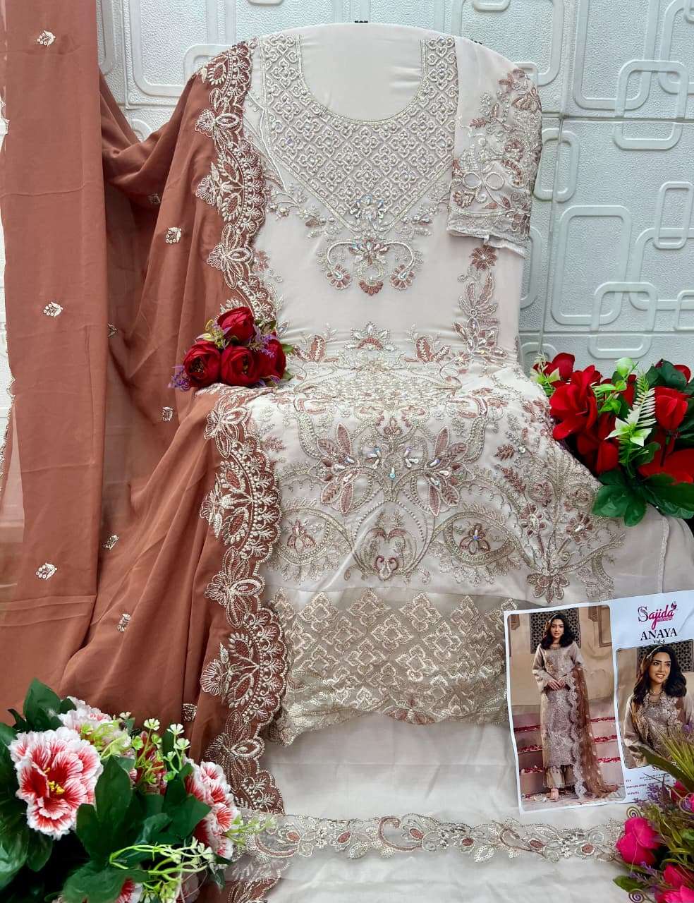 SAJIDA DESIGNER ANAYA VOL 6 GEORGETTE HEAVY EMBROIDERED DESIGNER SUIT